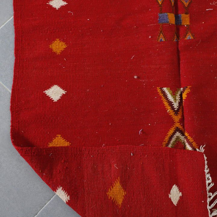 Vibrant Moroccan Rug with Symbolic Motifs
