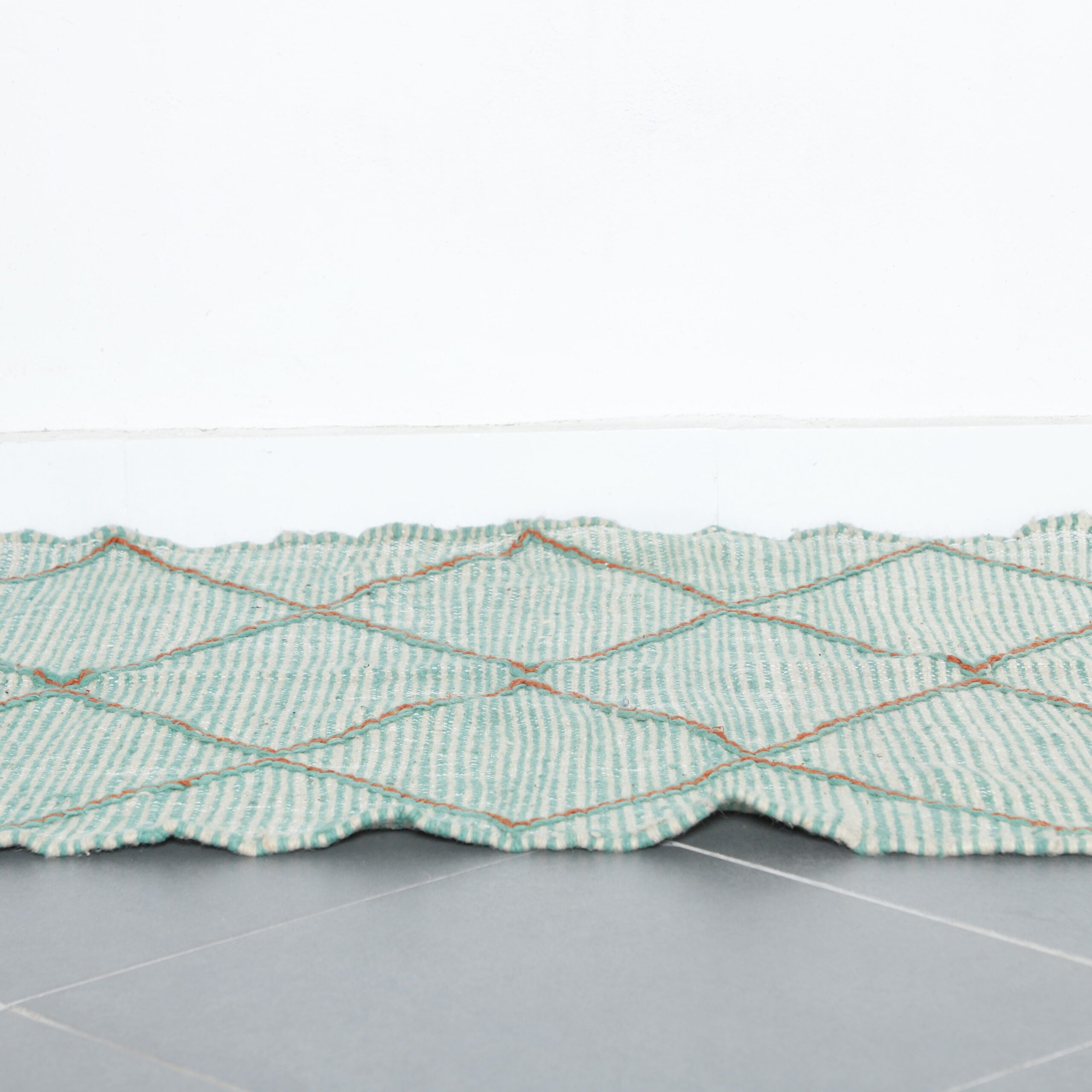 Mint Green Moroccan Kilim with Diamond Lattice