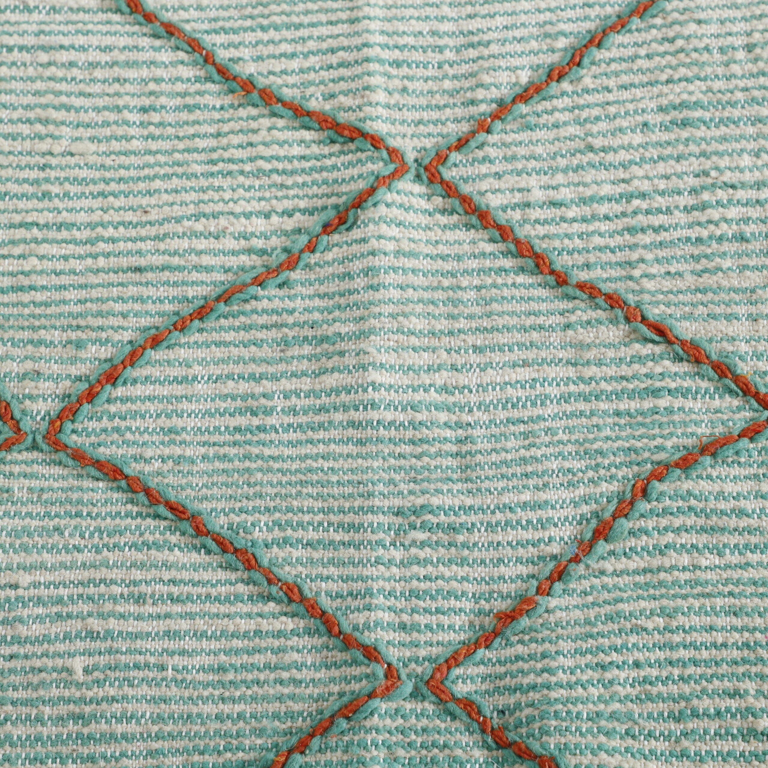Mint Green Moroccan Kilim with Diamond Lattice