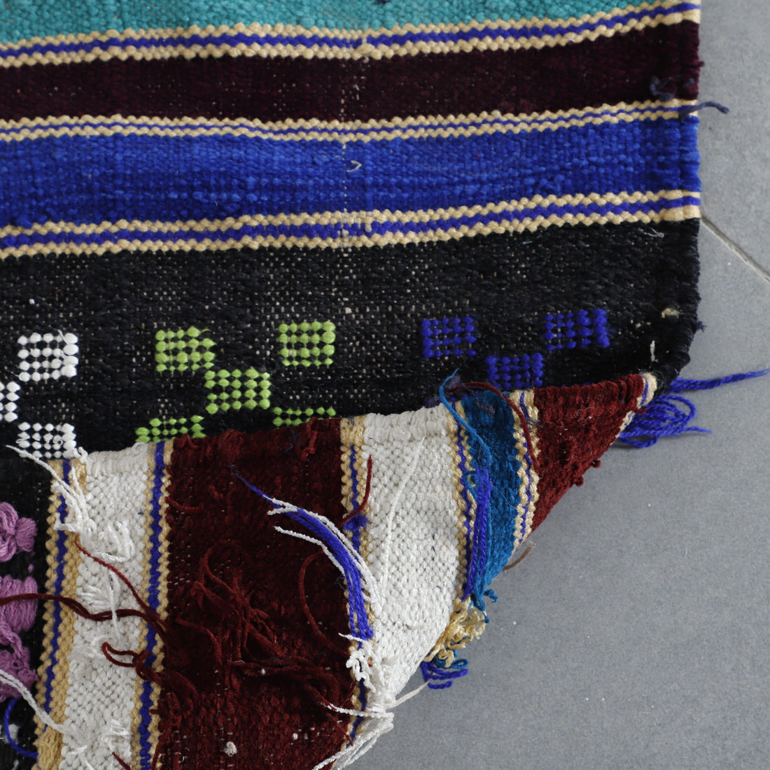 Colorful Moroccan Kilim with Horizontal Stripes