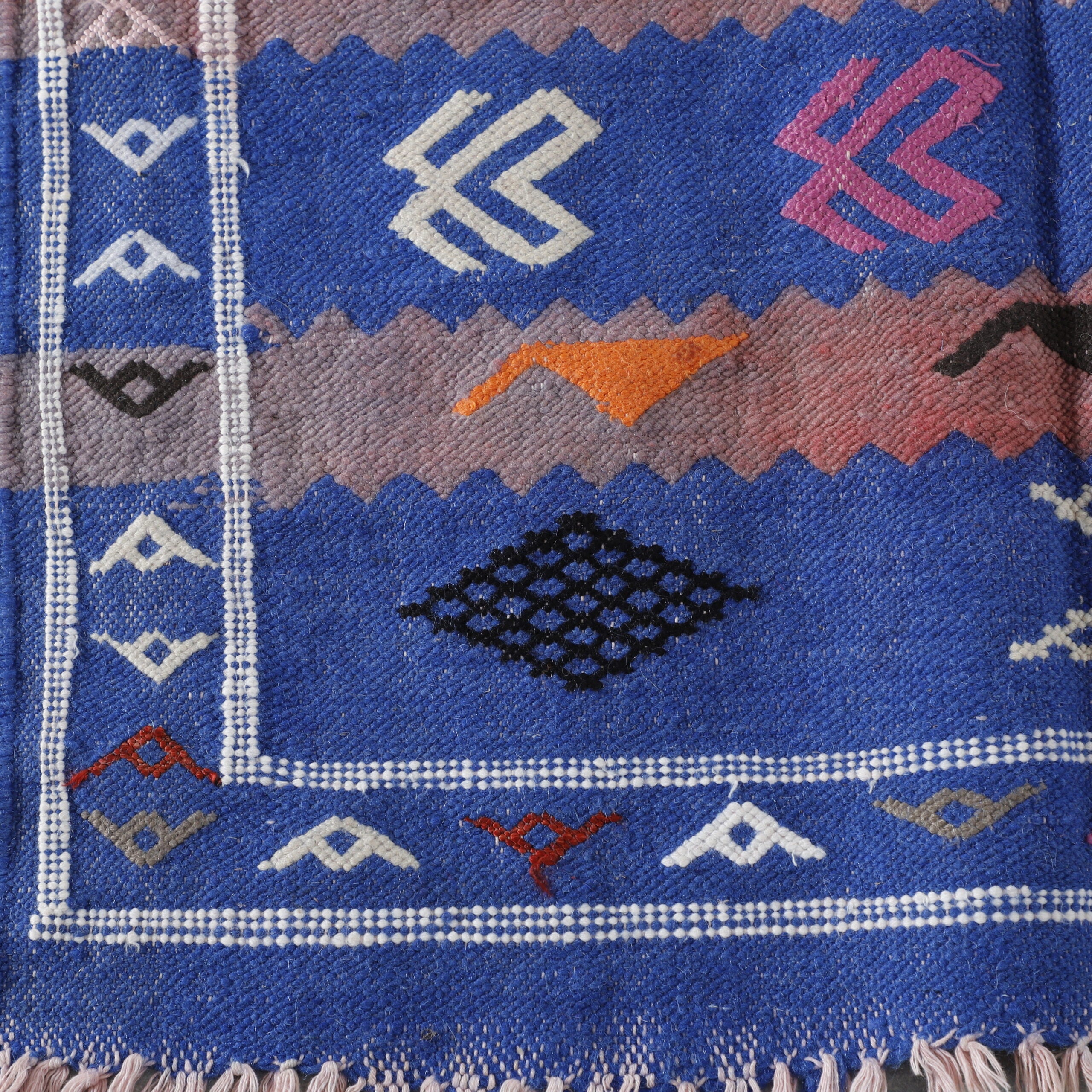 Vintage Moroccan Kilim with Symbolic Motifs