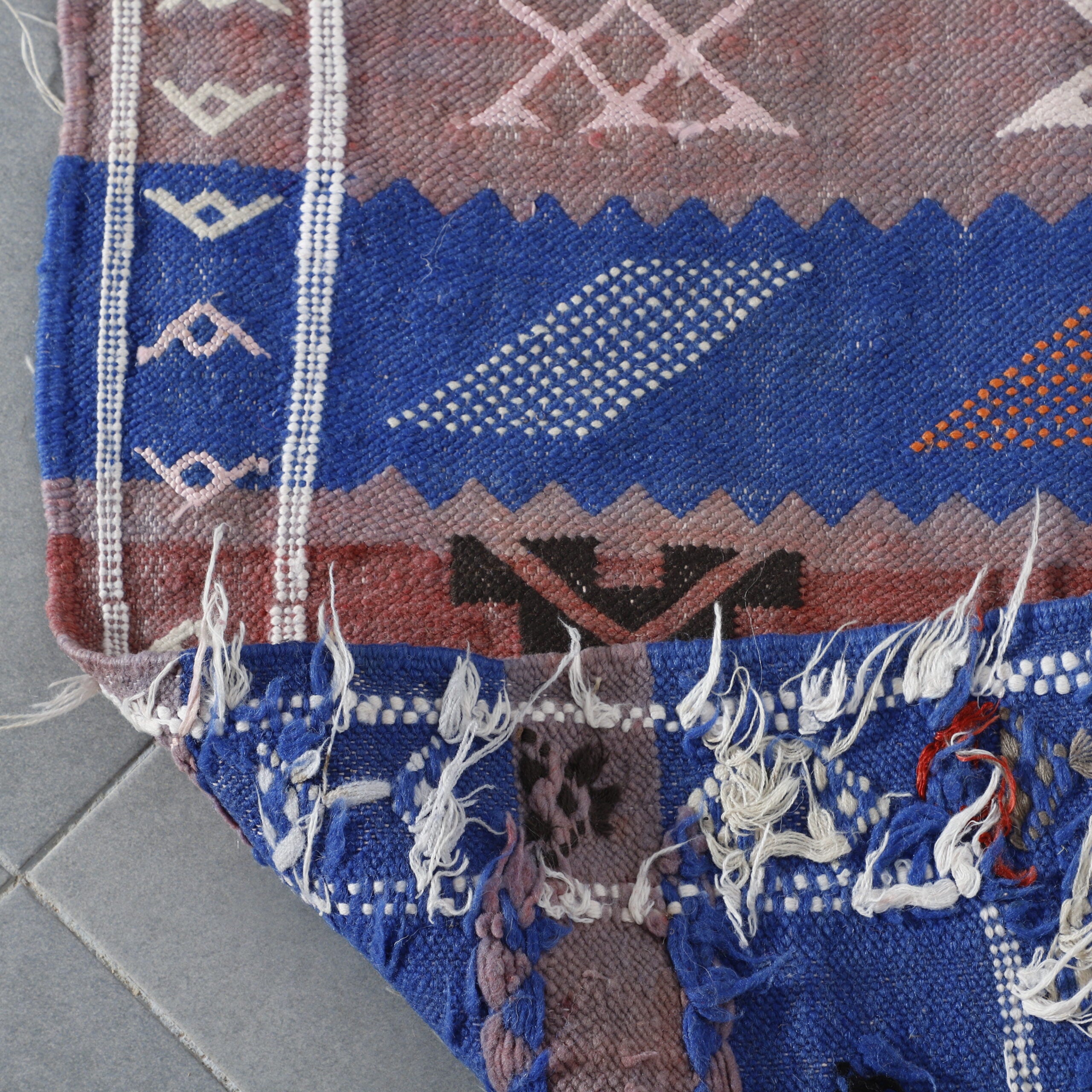 Vintage Moroccan Kilim with Symbolic Motifs