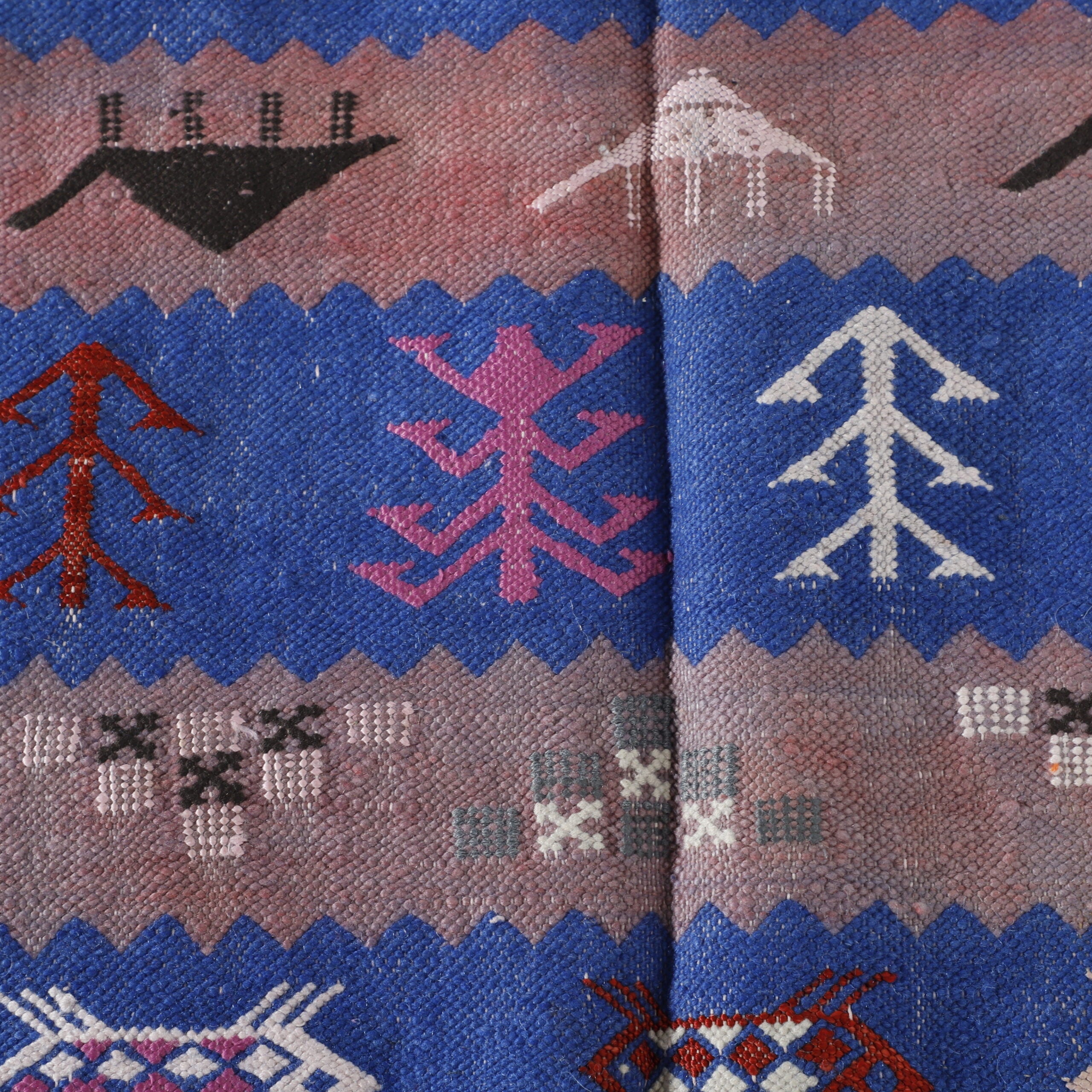 Vintage Moroccan Kilim with Symbolic Motifs