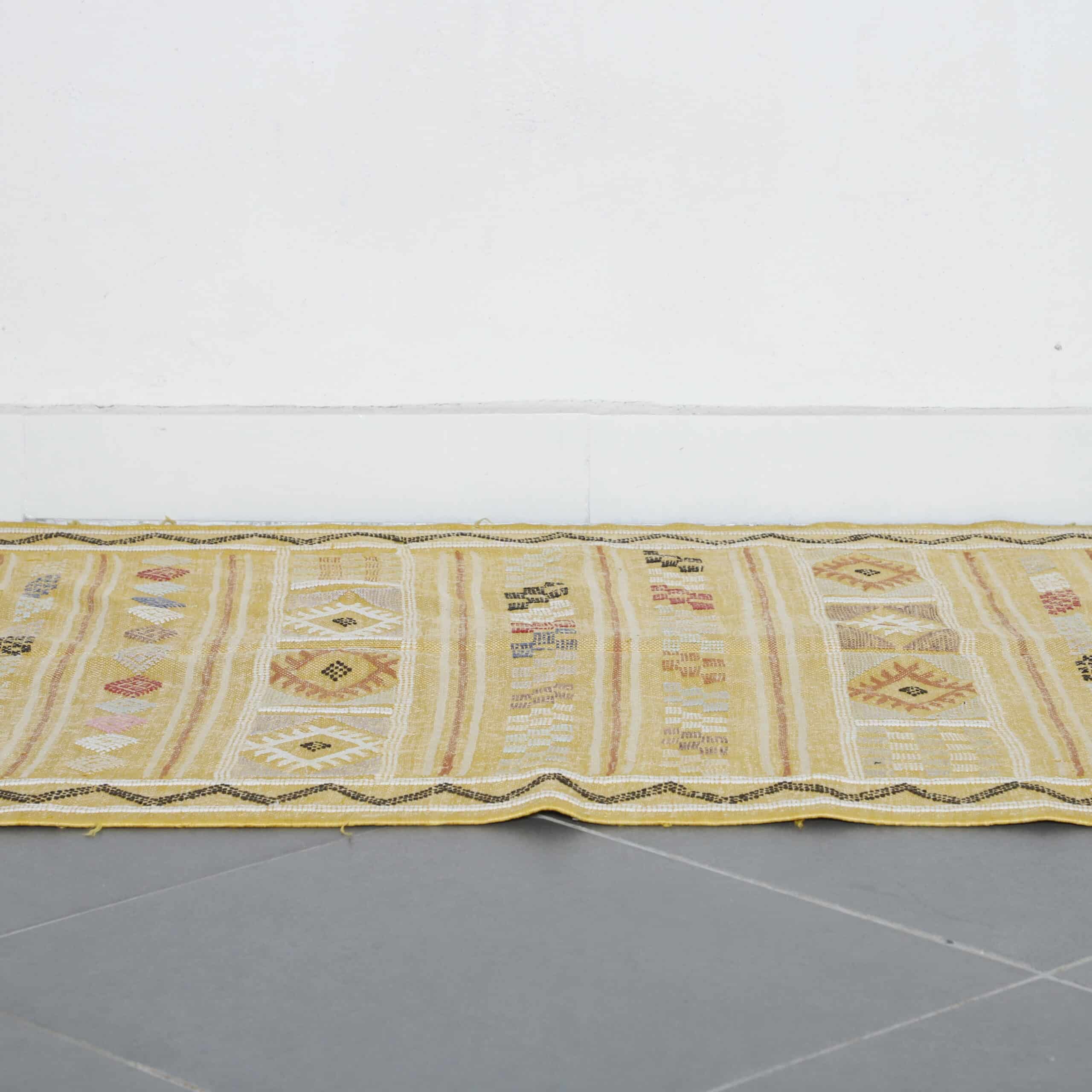 Yellow Moroccan Kilim with Geometric Motifs