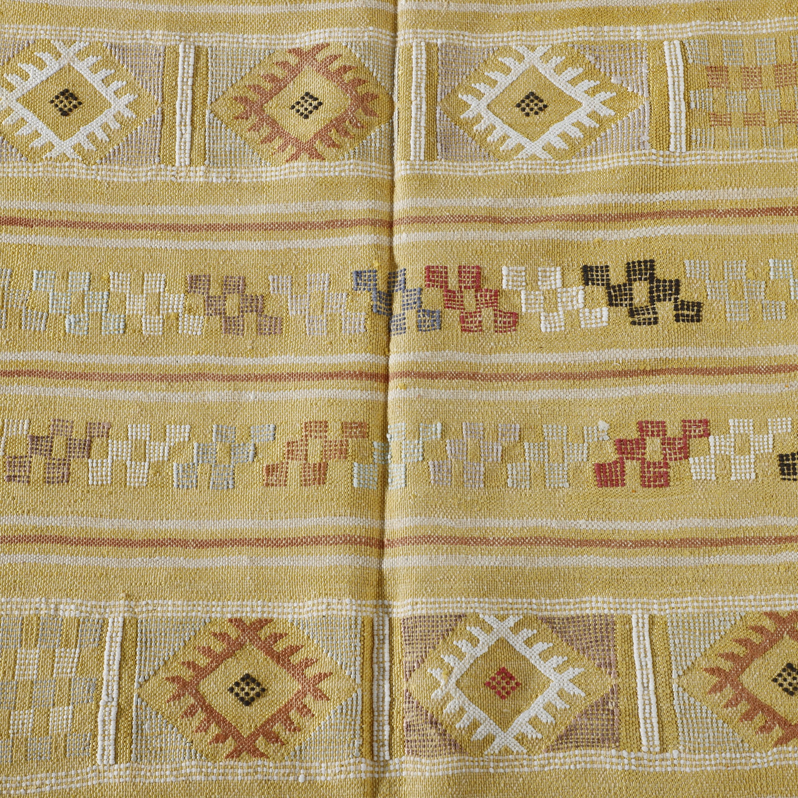 Yellow Moroccan Kilim with Geometric Motifs