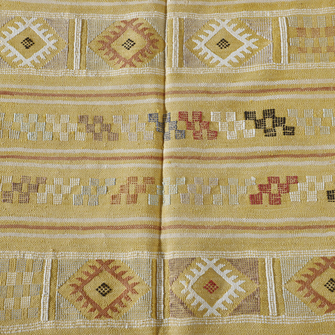 Yellow Moroccan Kilim with Geometric Motifs