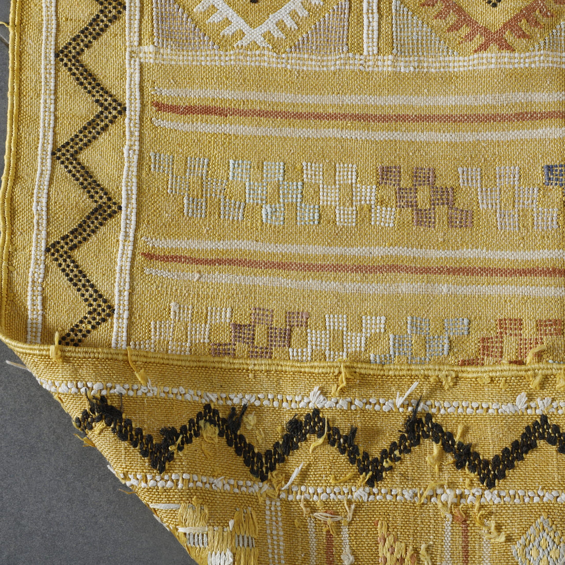 Yellow Moroccan Kilim with Geometric Motifs