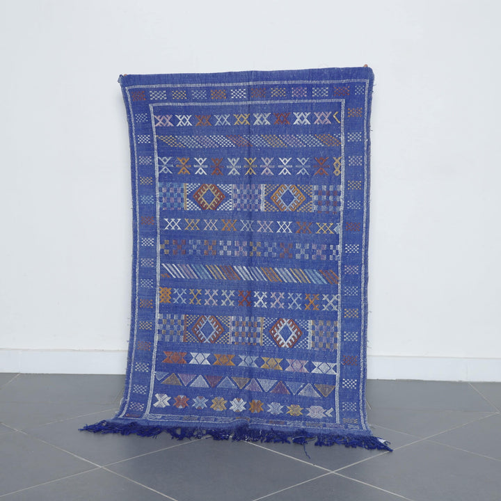 Vibrant Moroccan Kilim with Geometric Motifs