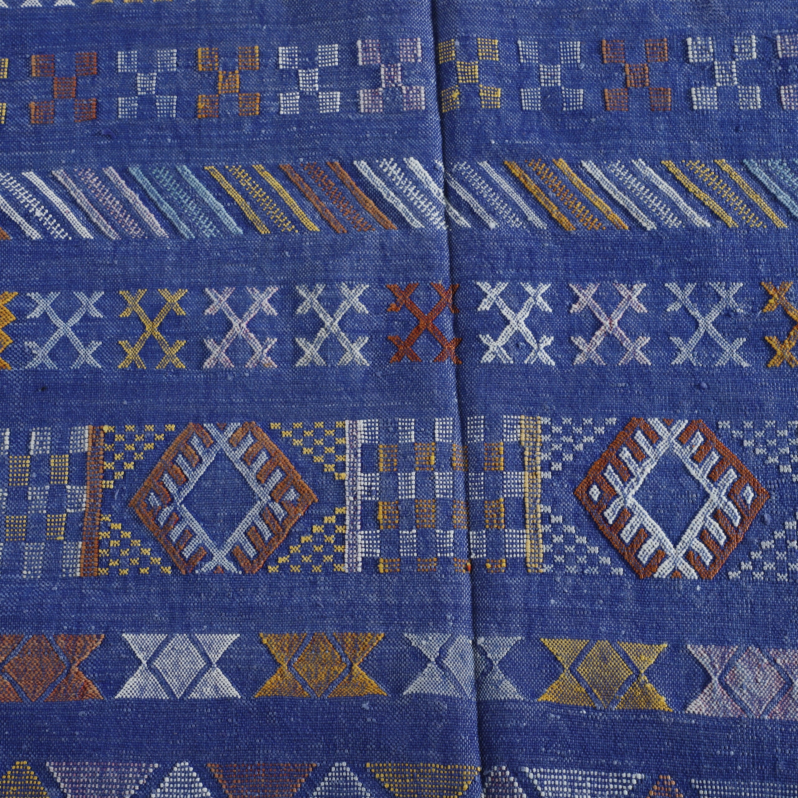 Vibrant Moroccan Kilim with Geometric Motifs