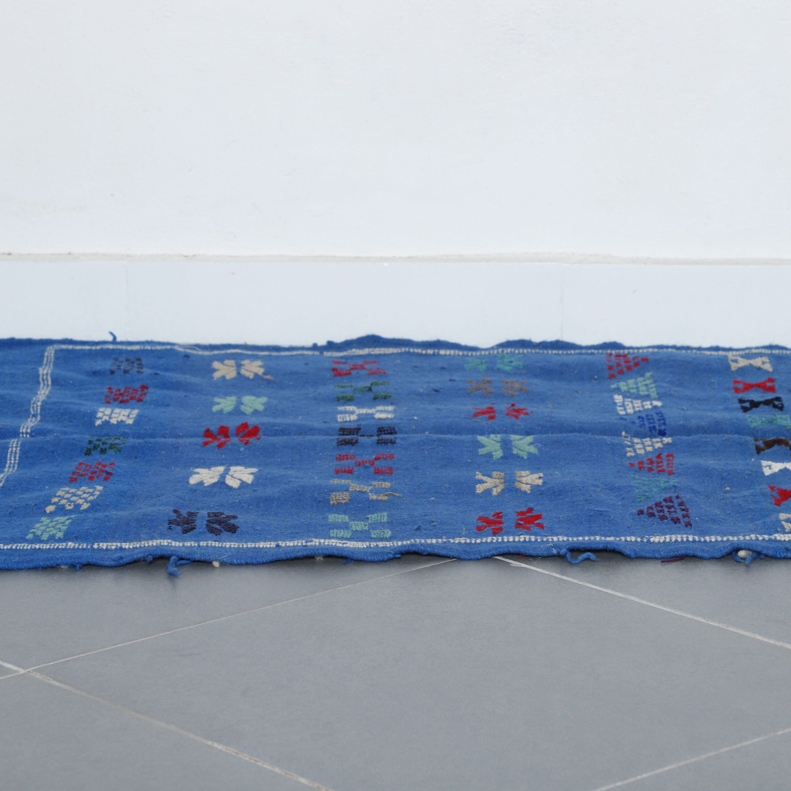 Vibrant Moroccan Berber Kilim with Geometric Motifs