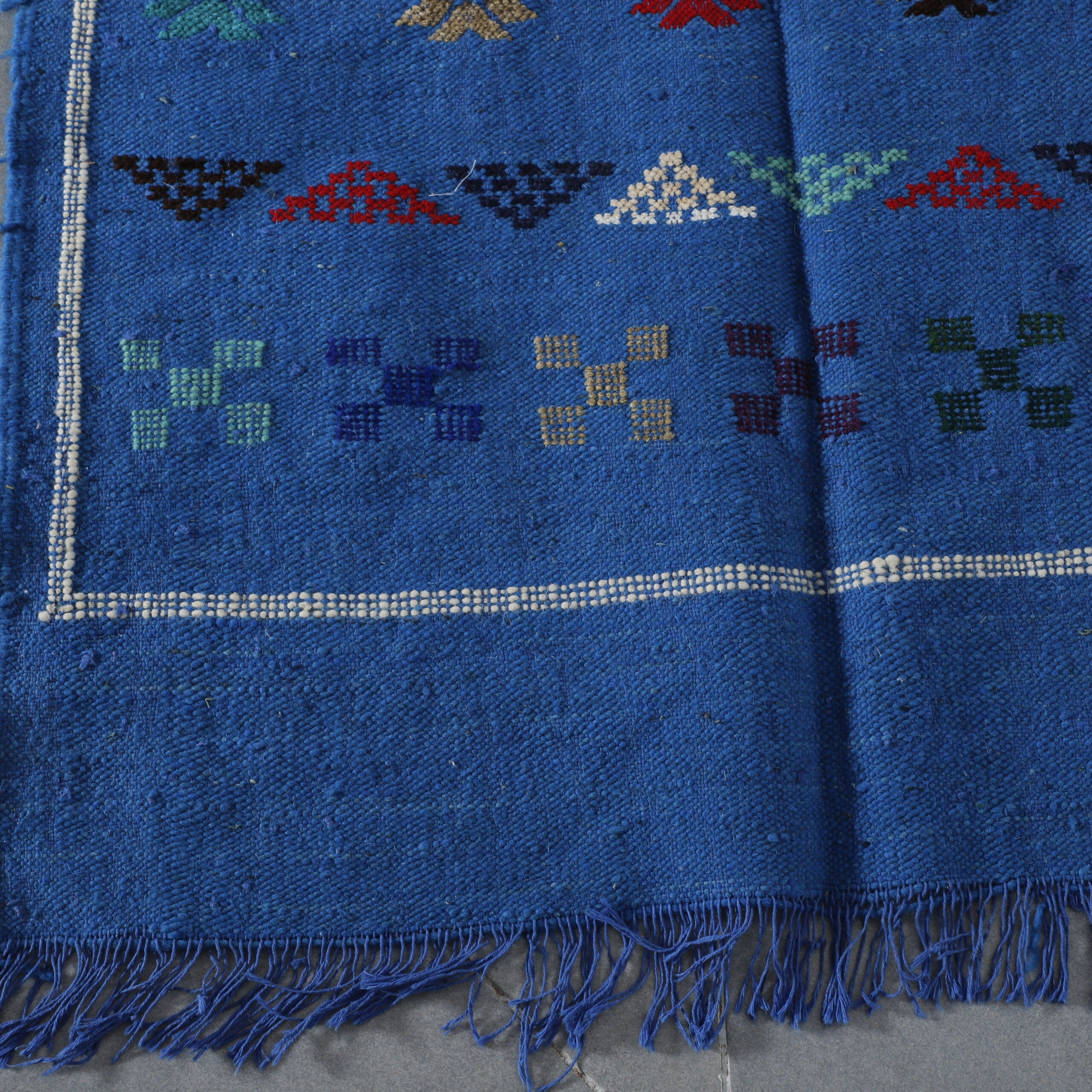Vibrant Moroccan Berber Kilim with Geometric Motifs
