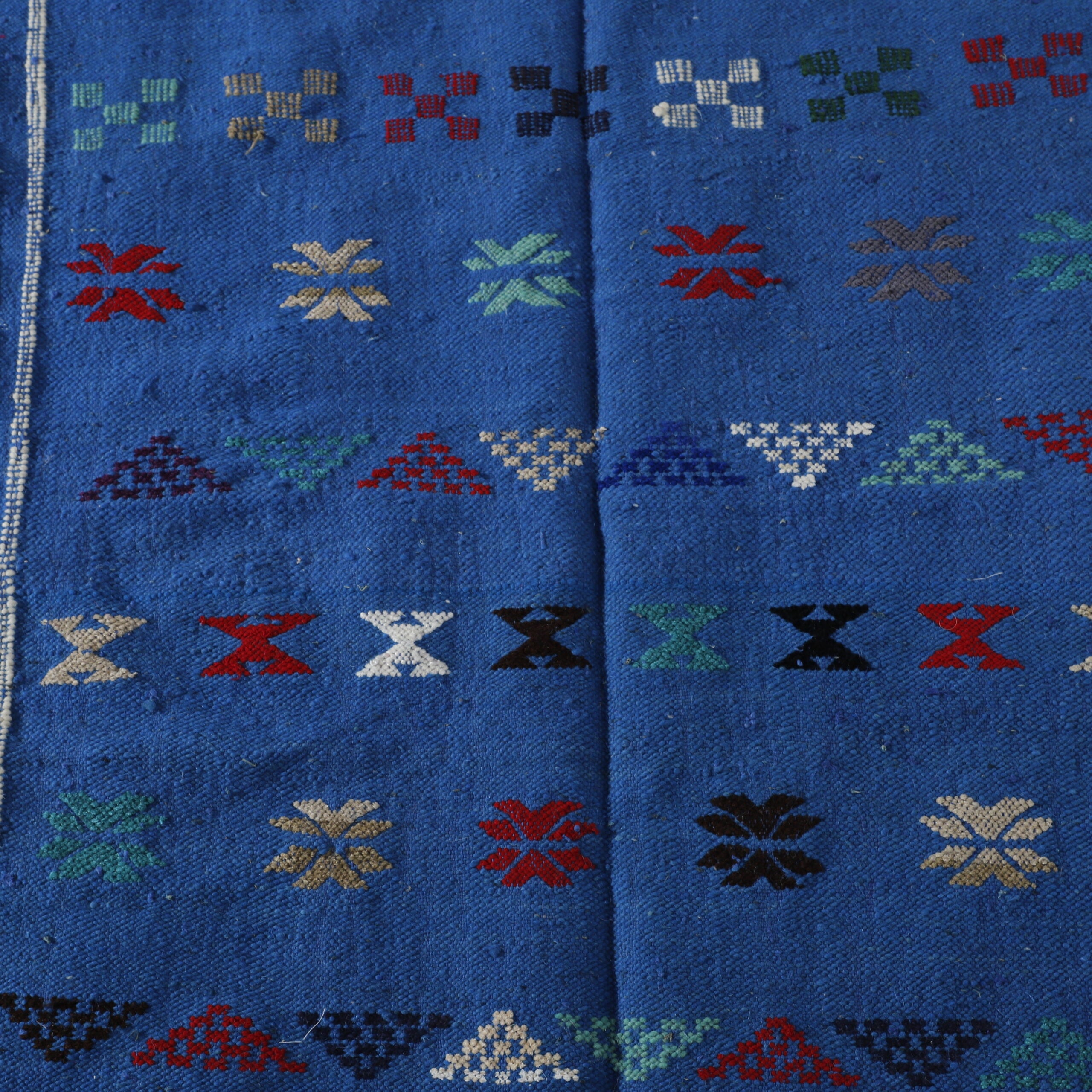 Vibrant Moroccan Berber Kilim with Geometric Motifs