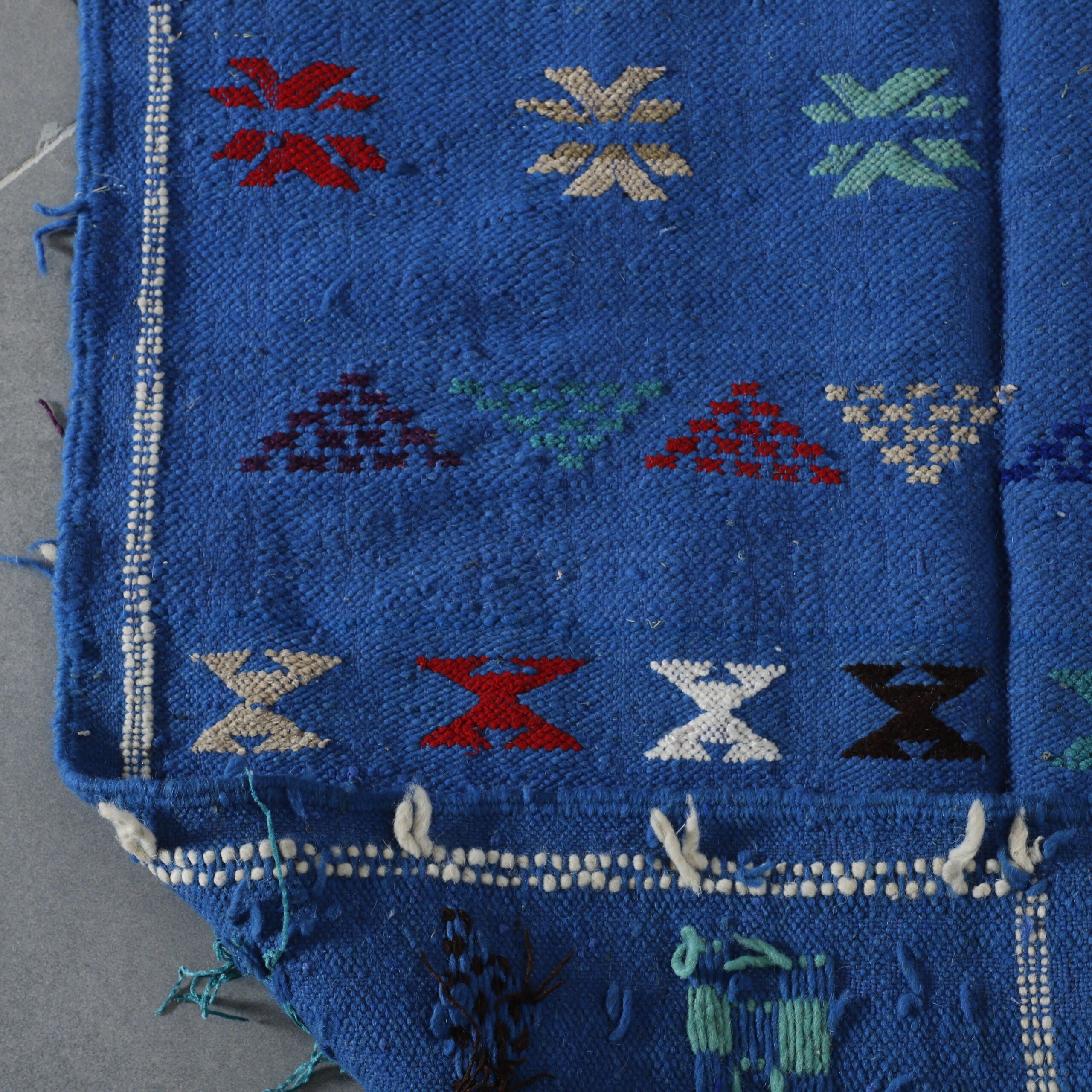 Vibrant Moroccan Berber Kilim with Geometric Motifs