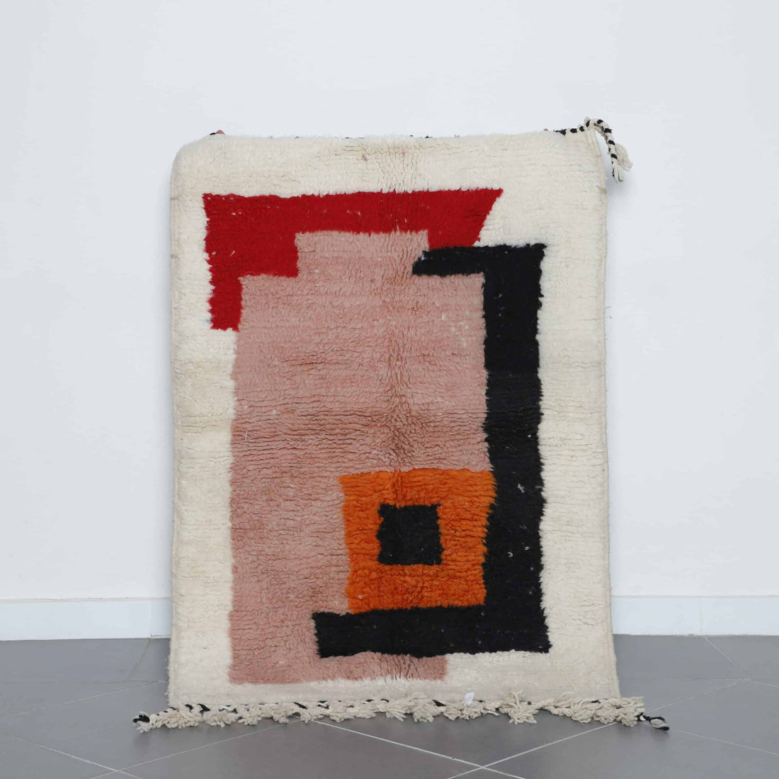 Modern Moroccan Beni Ourain Rug with Abstract Blocks