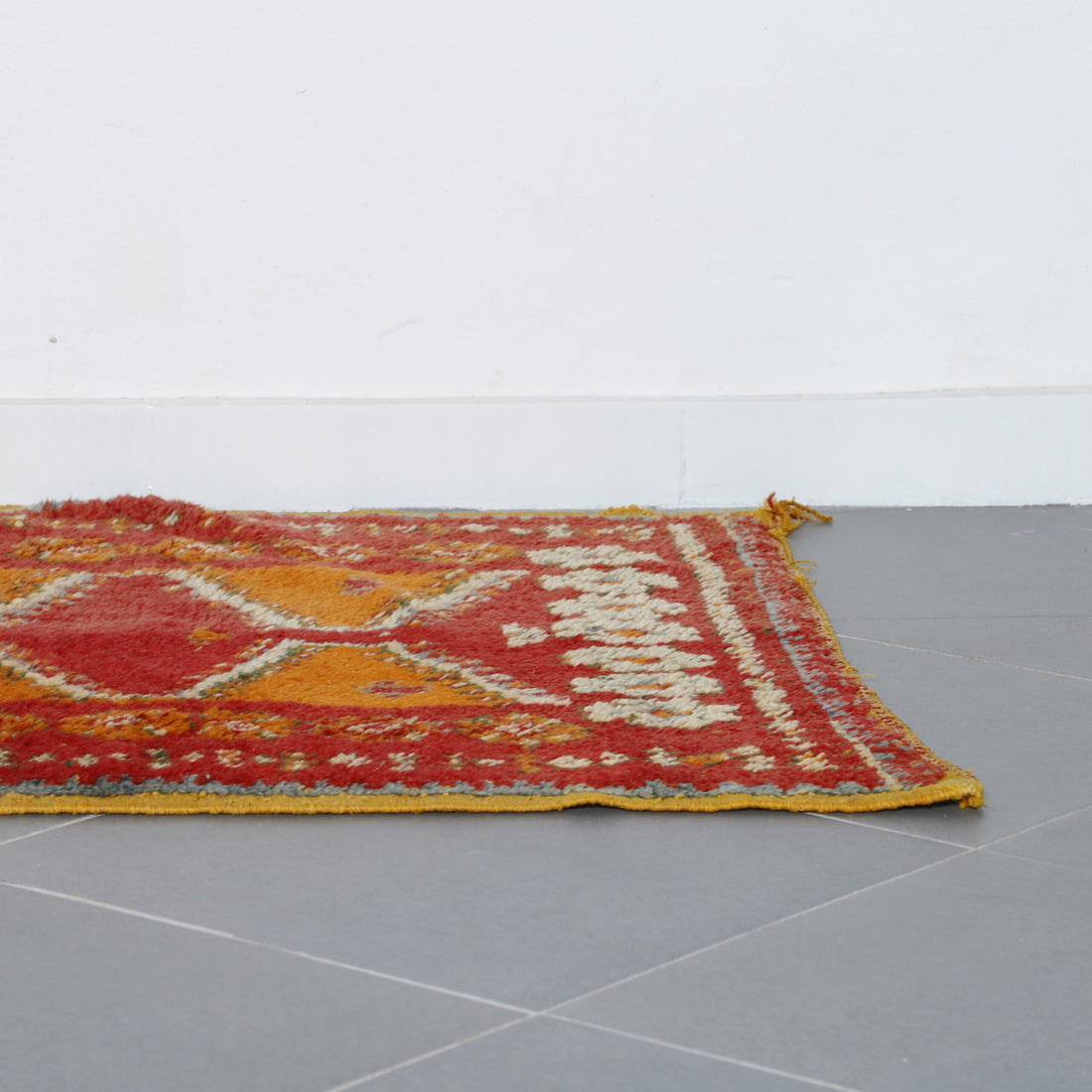 Vibrant Moroccan Taznakht Runner with Geometric Motifs