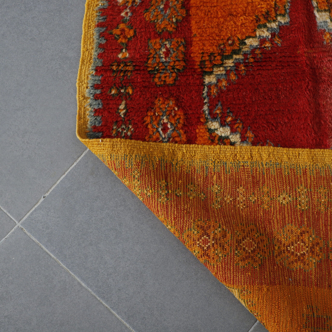 Vibrant Moroccan Taznakht Runner with Geometric Motifs