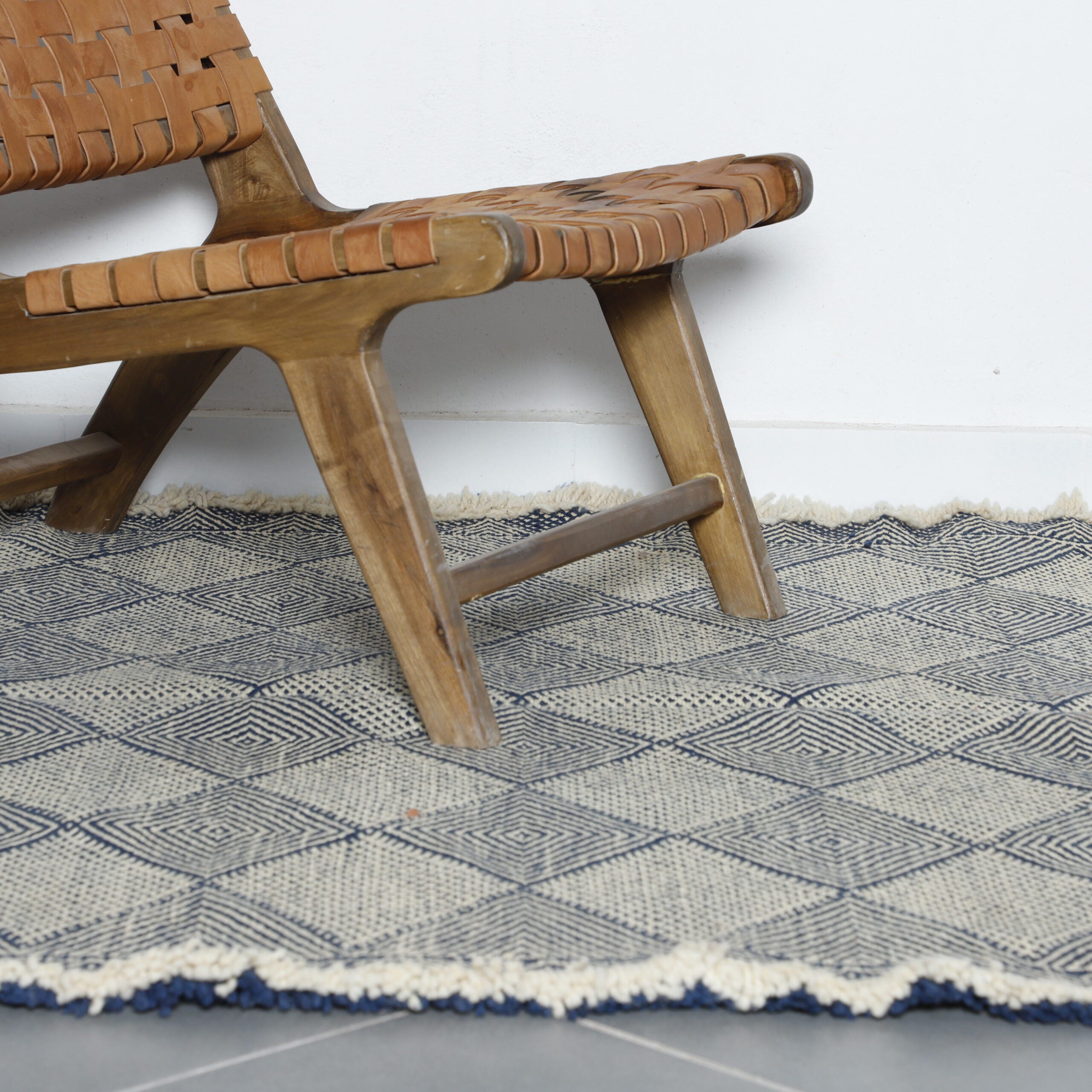 Classic Moroccan Zanafi Rug with Diamond Lattice