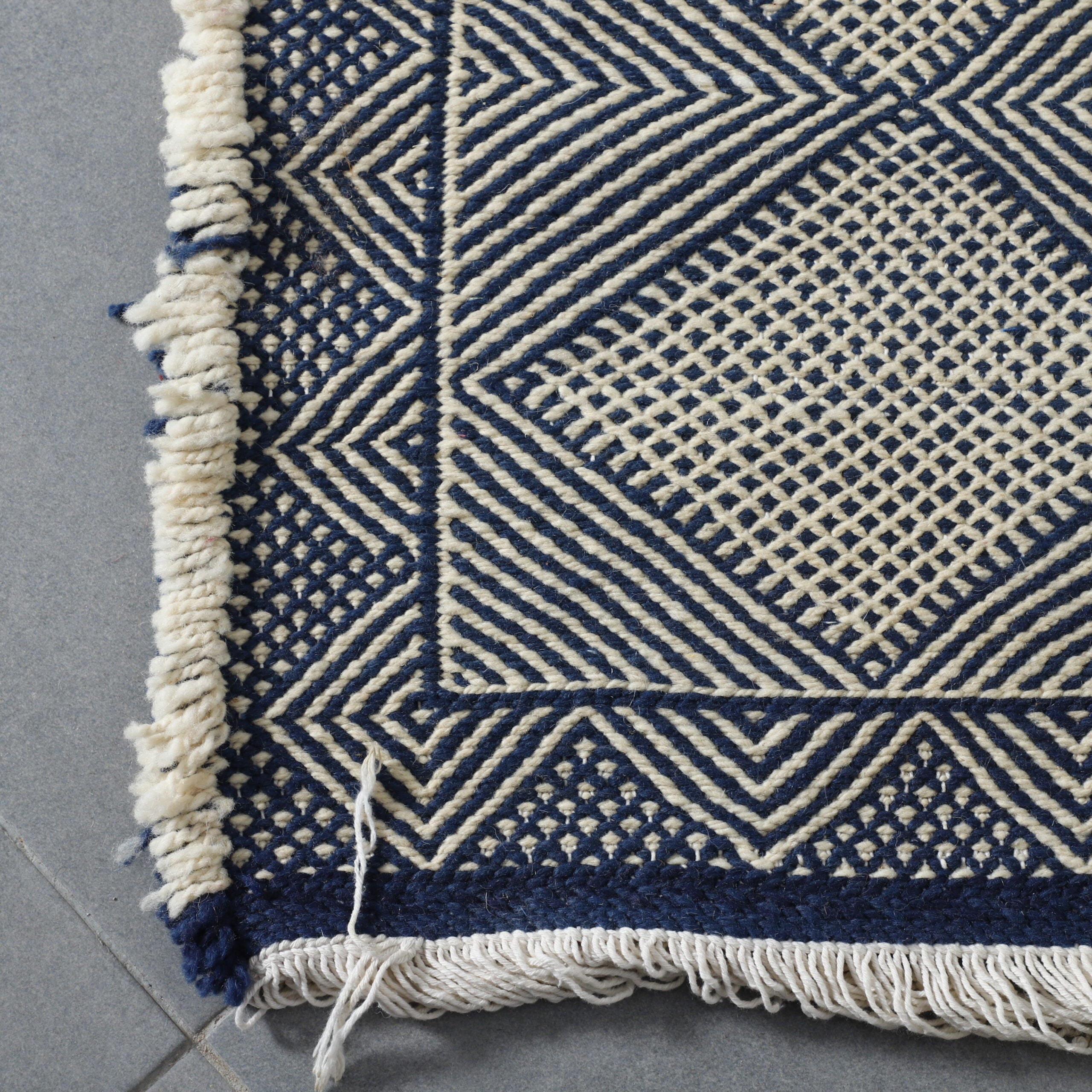 Classic Moroccan Zanafi Rug with Diamond Lattice