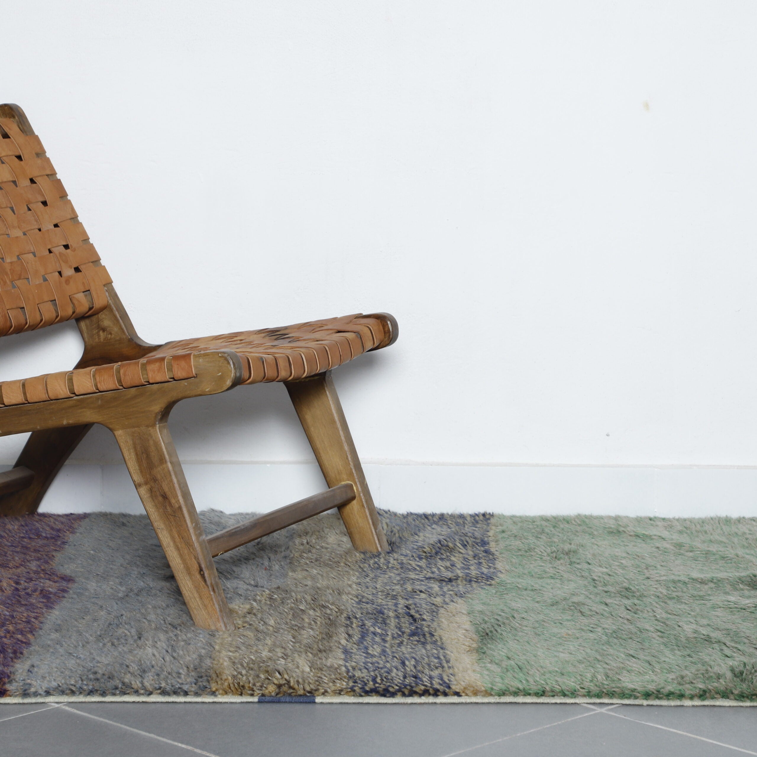 Textured Moroccan Azilal Rug with Earthy Stripes
