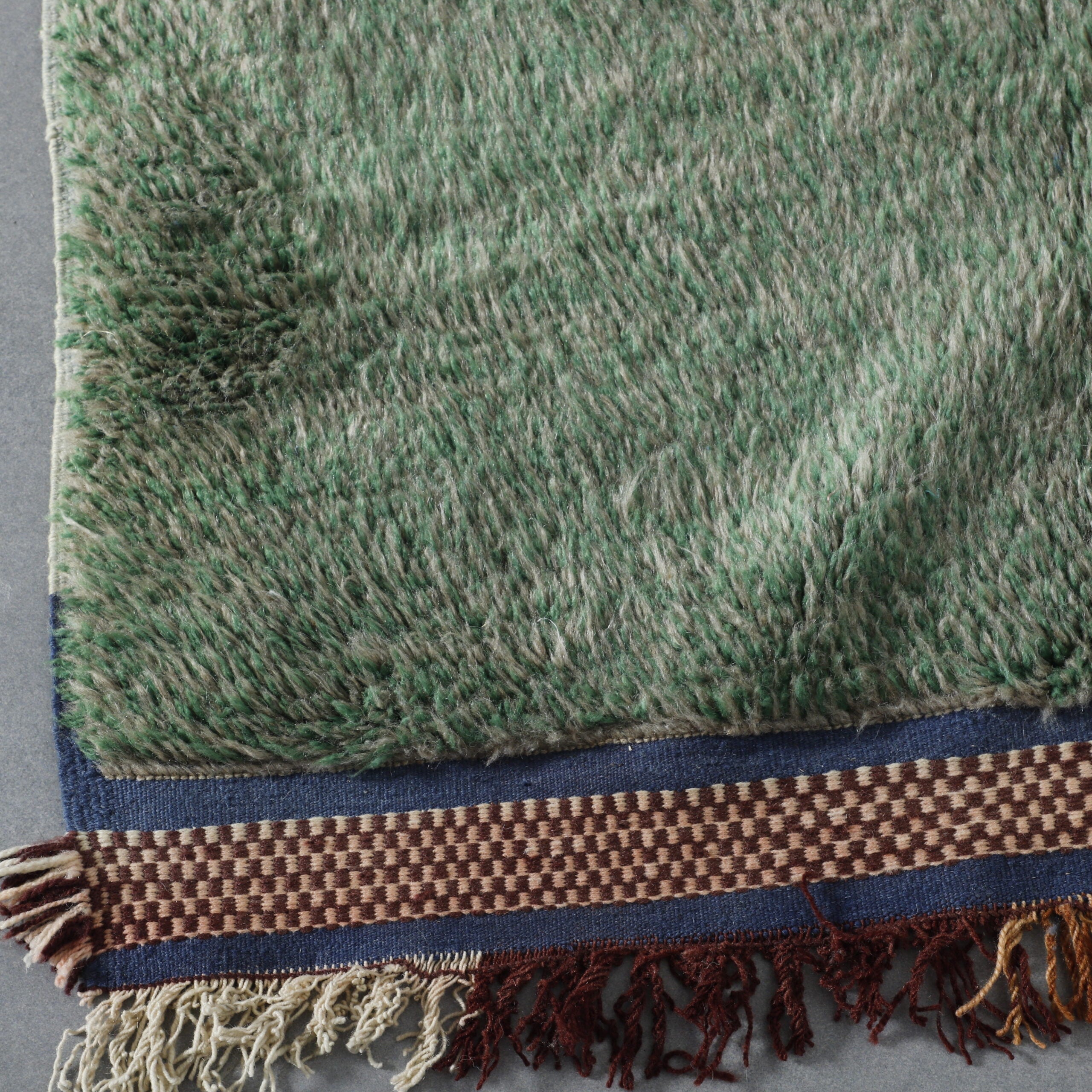 Textured Moroccan Azilal Rug with Earthy Stripes