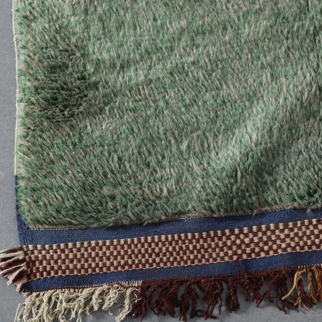 Textured Moroccan Azilal Rug with Earthy Stripes
