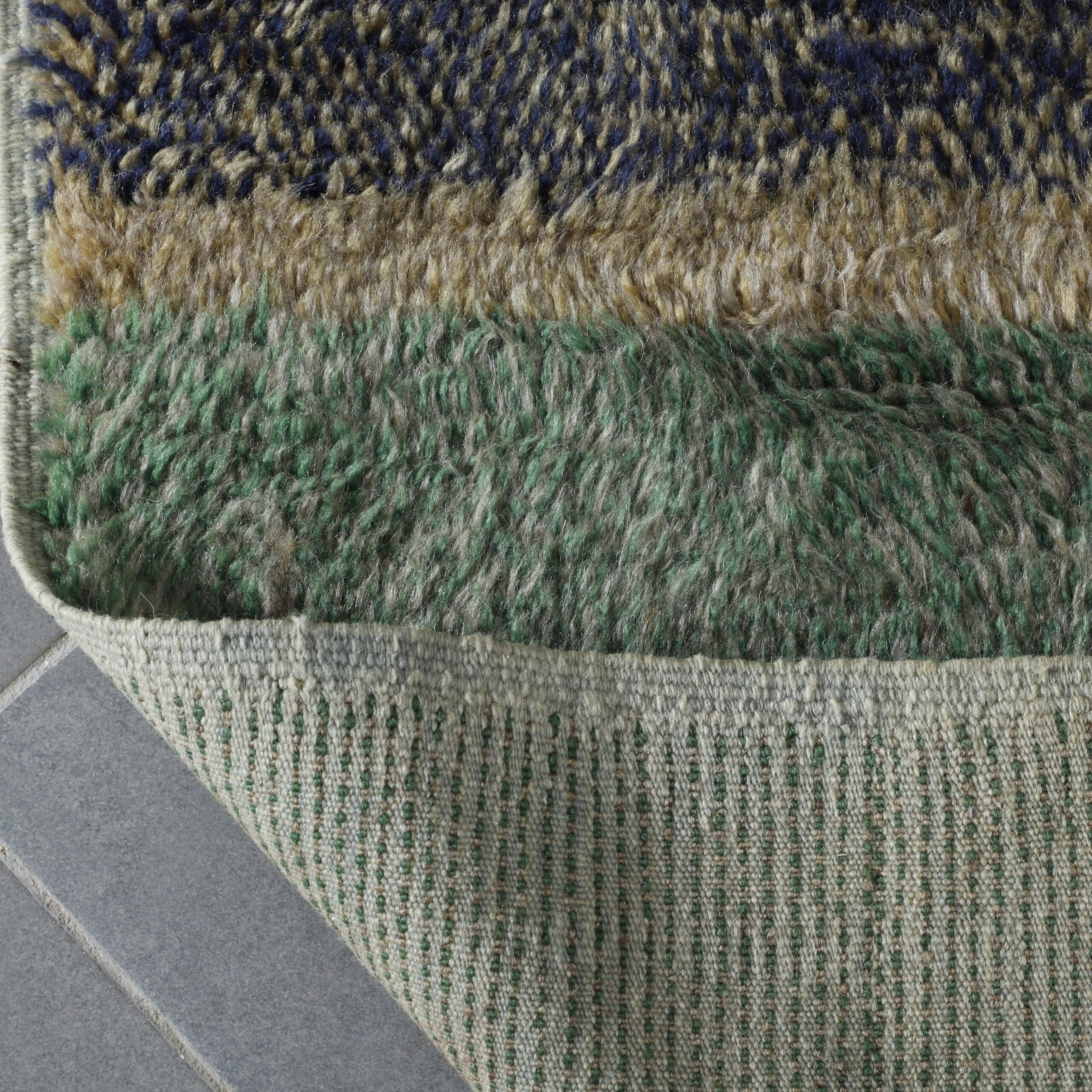 Textured Moroccan Azilal Rug with Earthy Stripes