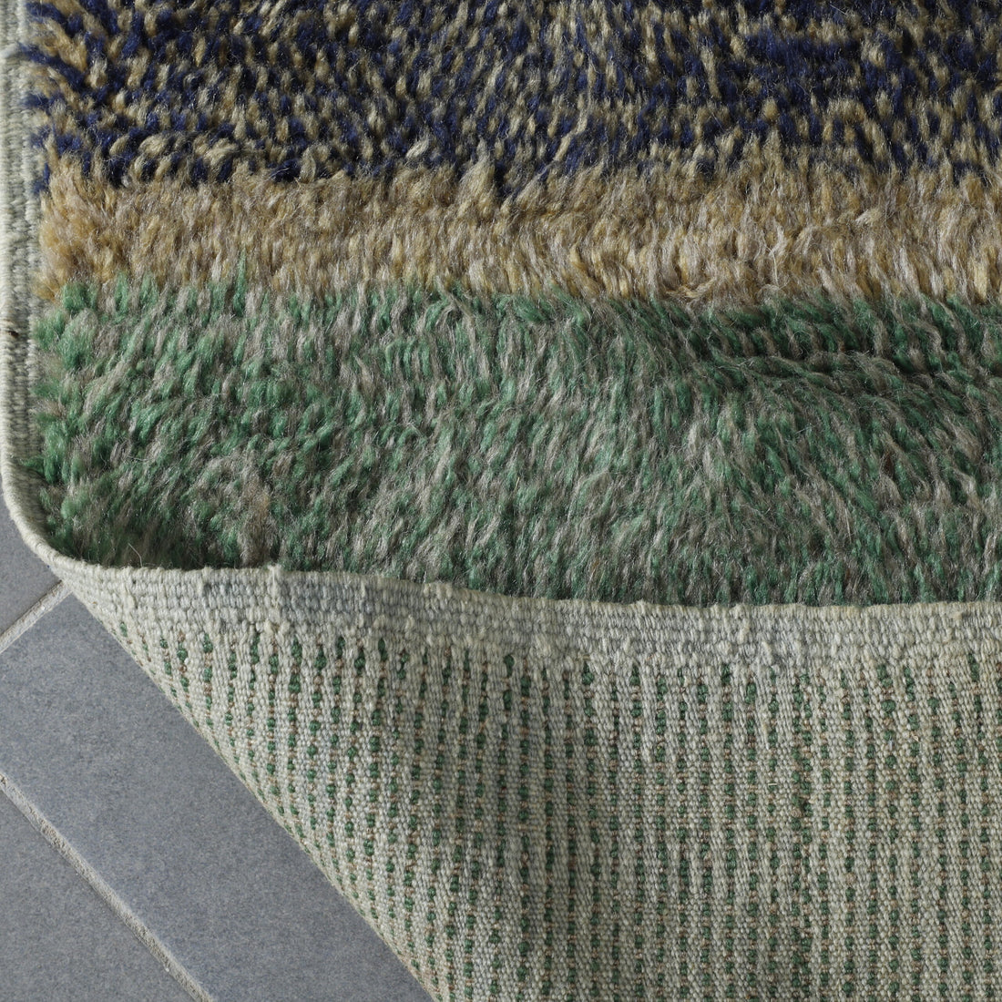 Textured Moroccan Azilal Rug with Earthy Stripes