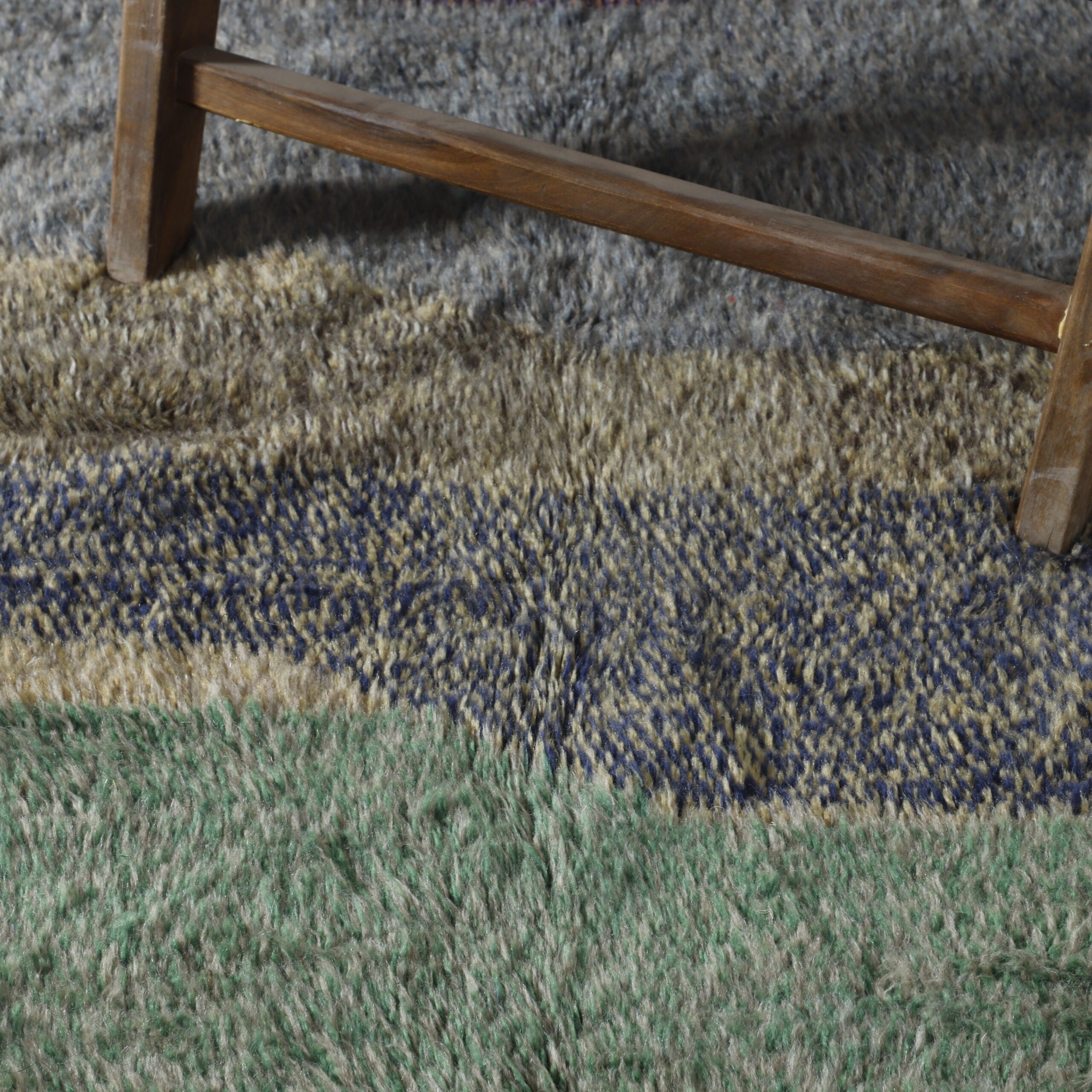 Textured Moroccan Azilal Rug with Earthy Stripes