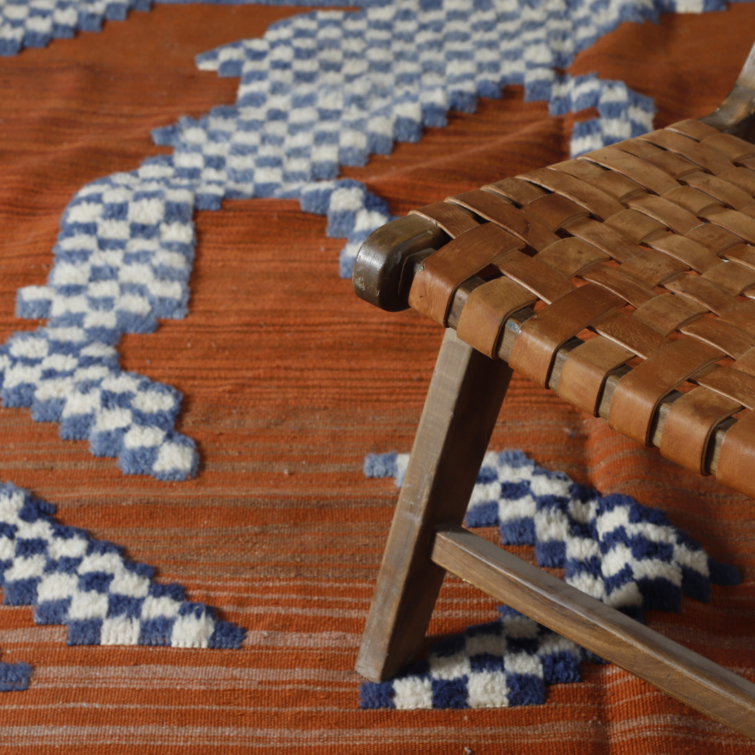Striking Moroccan Beni Ourain Kilim with Abstract Geometric Patterns