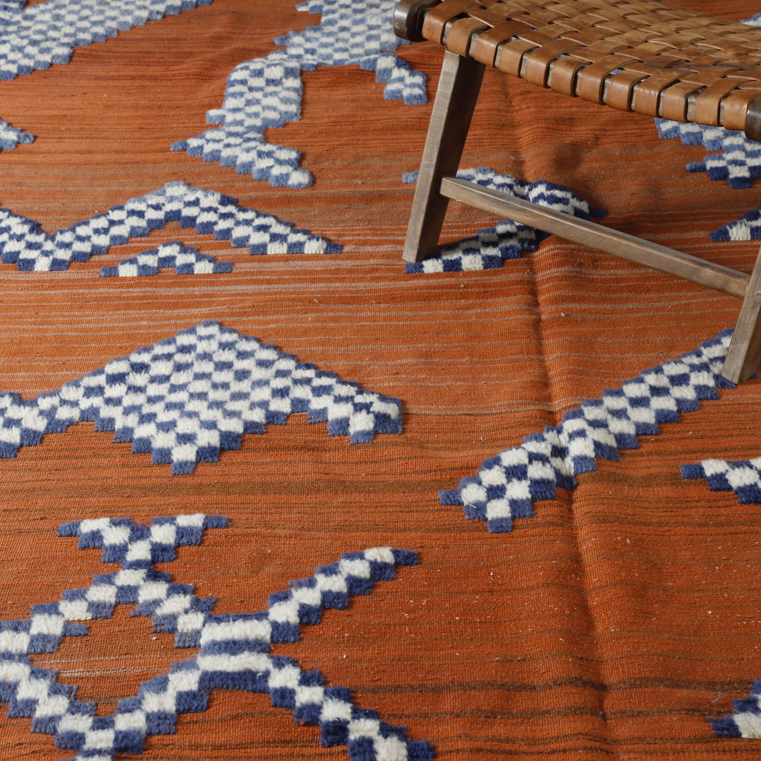 Striking Moroccan Beni Ourain Kilim with Abstract Geometric Patterns