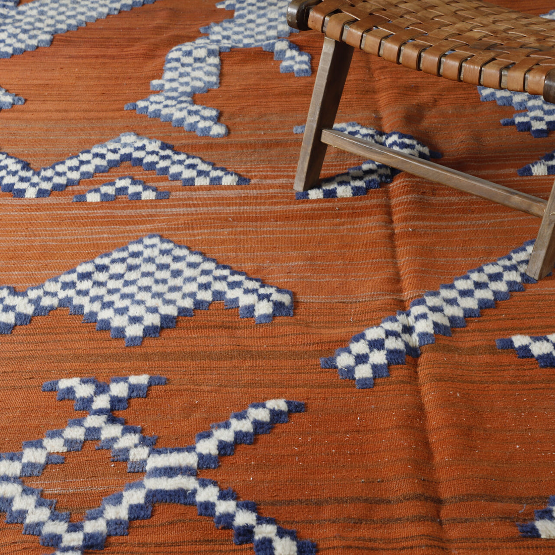 Striking Moroccan Beni Ourain Kilim with Abstract Geometric Patterns
