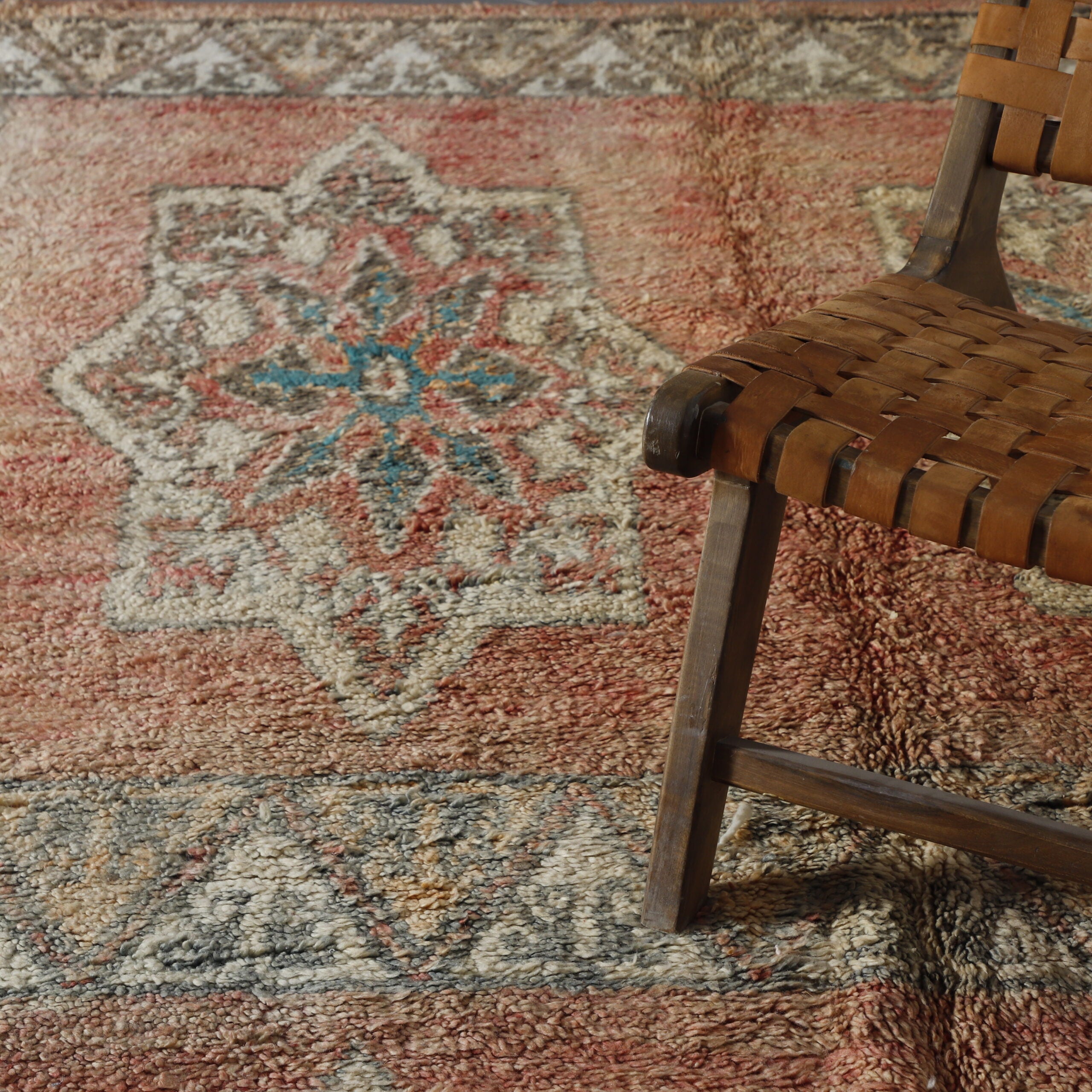 Handwoven Vintage Moroccan Rug with Traditional Geometric Design
