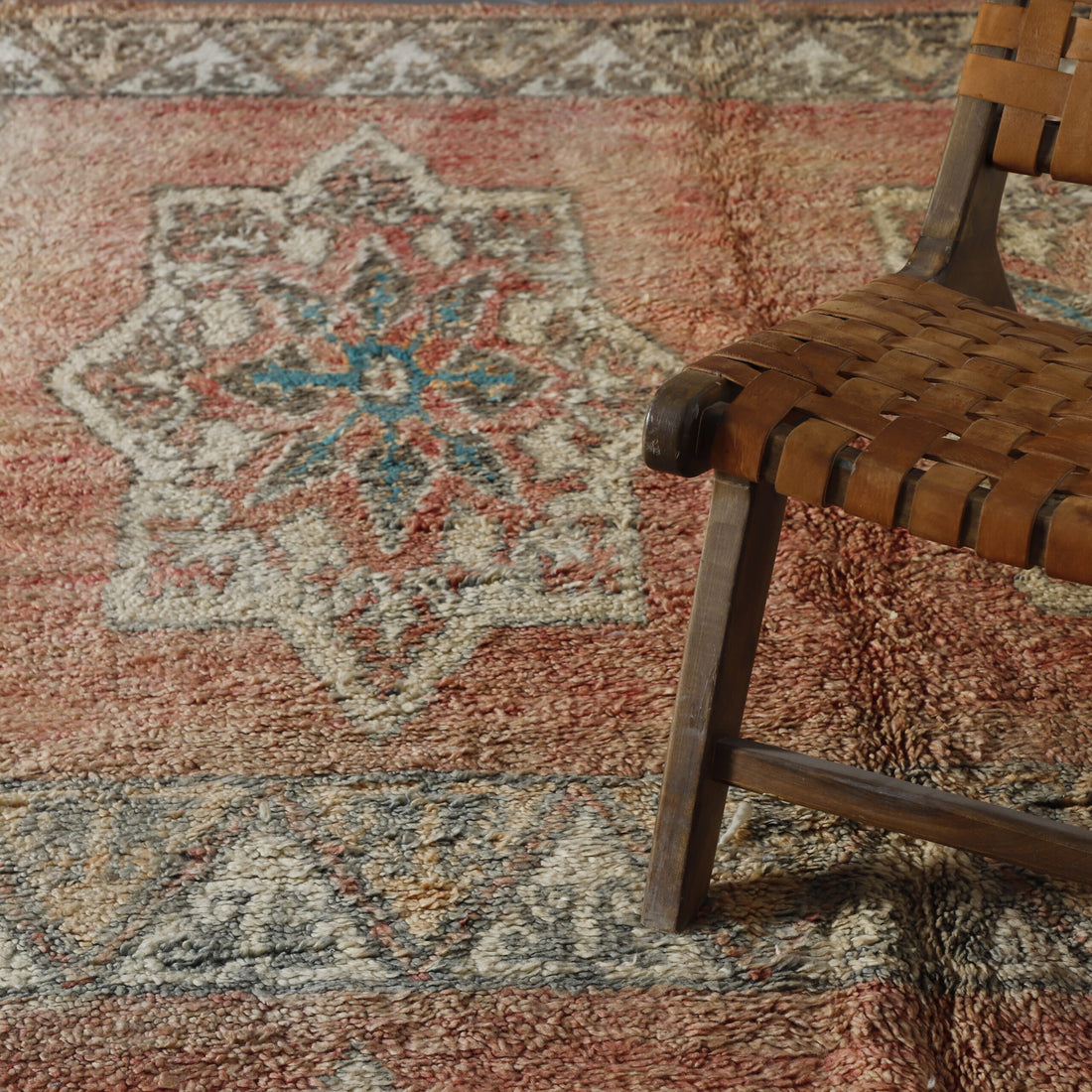 Handwoven Vintage Moroccan Rug with Traditional Geometric Design