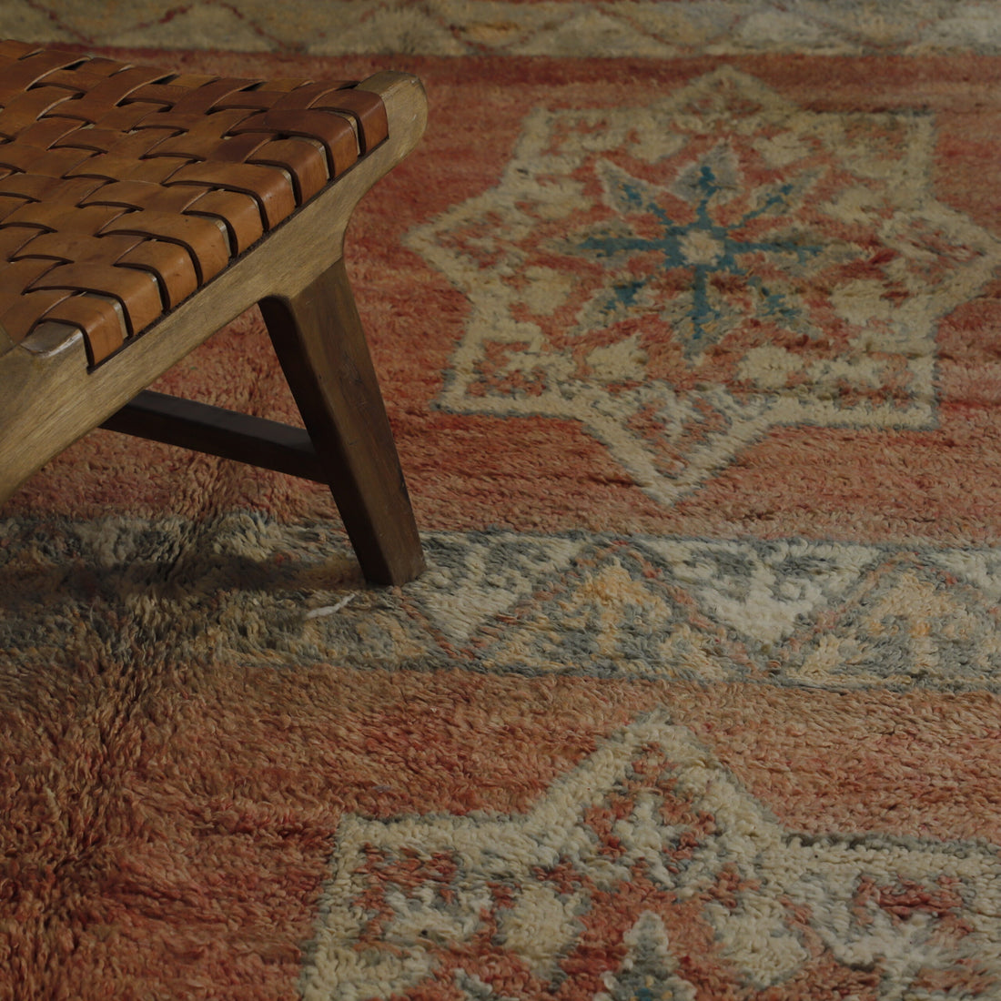 Handwoven Vintage Moroccan Rug with Traditional Geometric Design