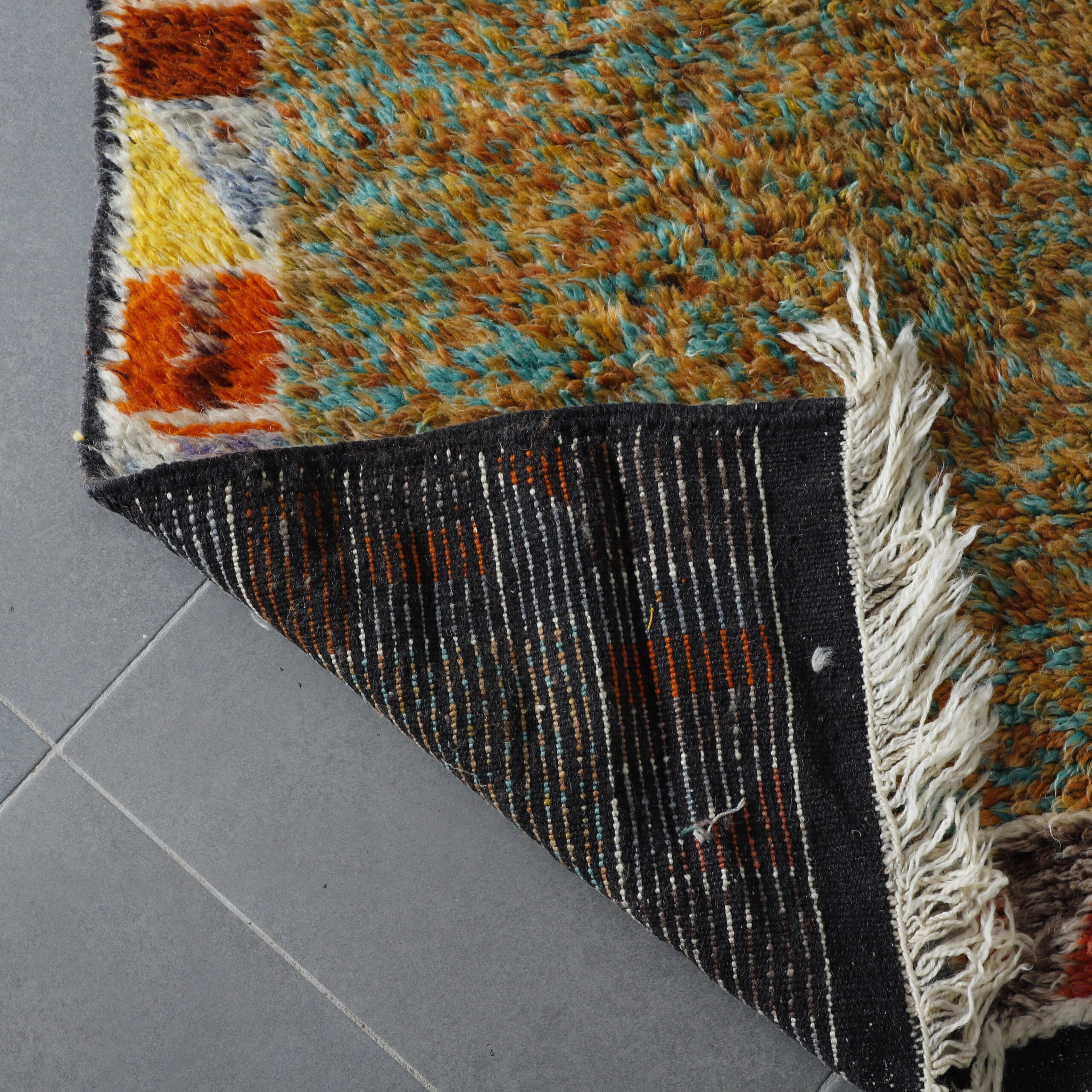Unique Moroccan Rug with Tribal Motifs