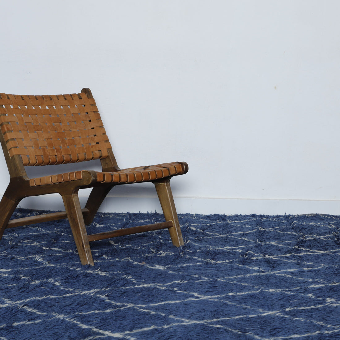 Luxurious Moroccan Beni Ourain Rug with Diamond Lattice