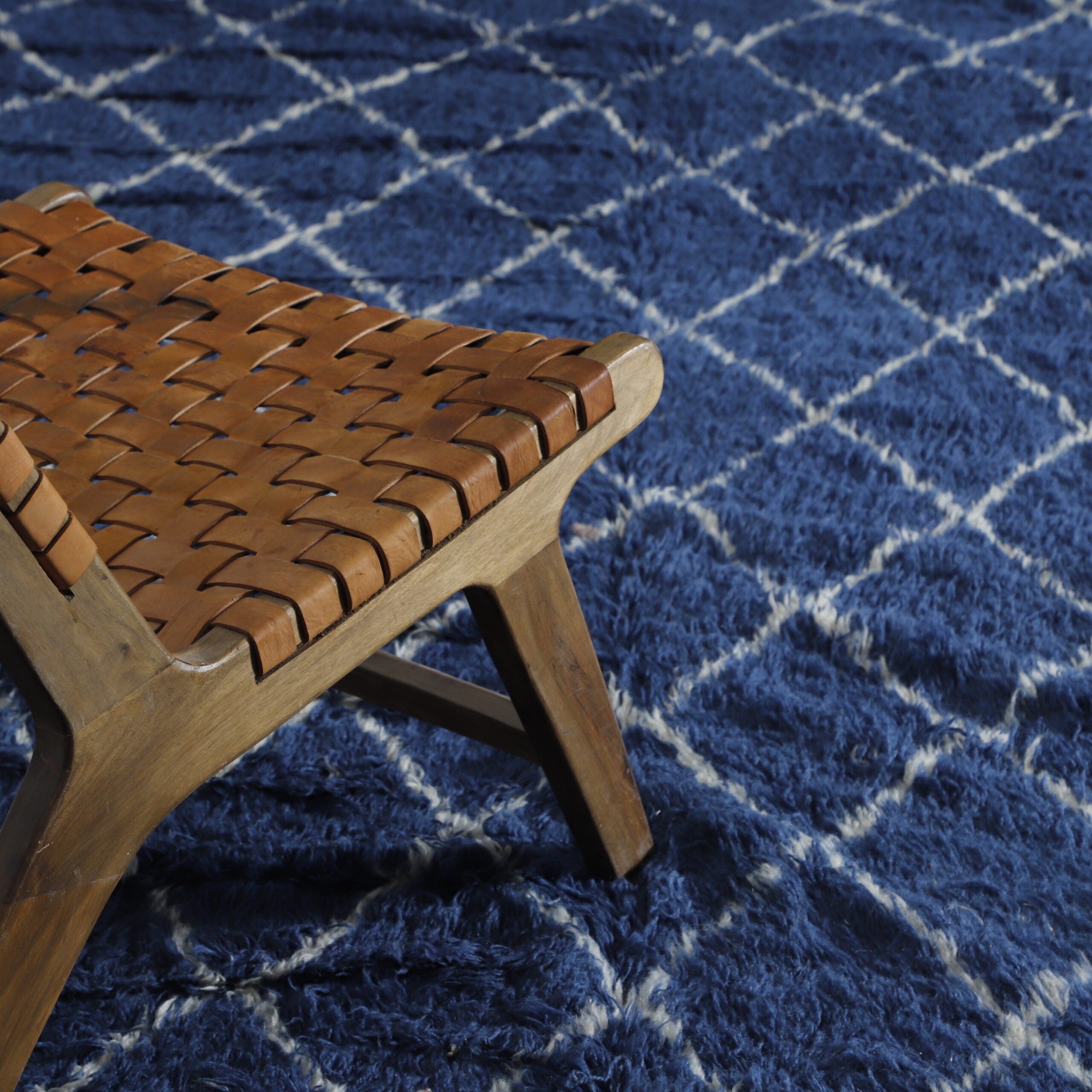 Luxurious Moroccan Beni Ourain Rug with Diamond Lattice