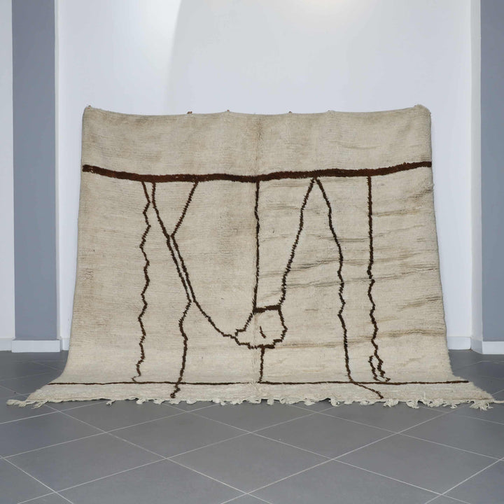 Classic Moroccan Beni Ourain Rug with Abstract Lines