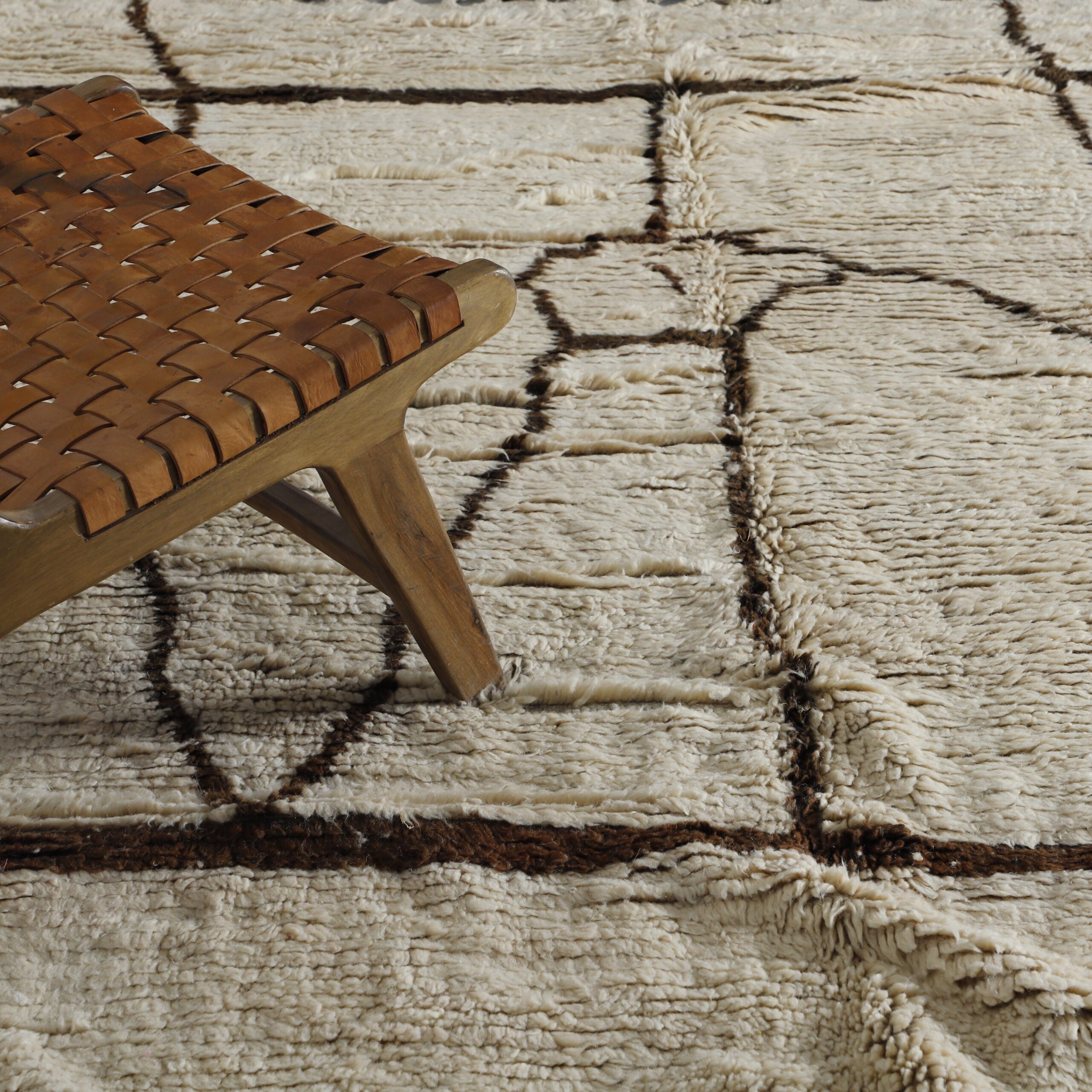 Classic Moroccan Beni Ourain Rug with Abstract Lines