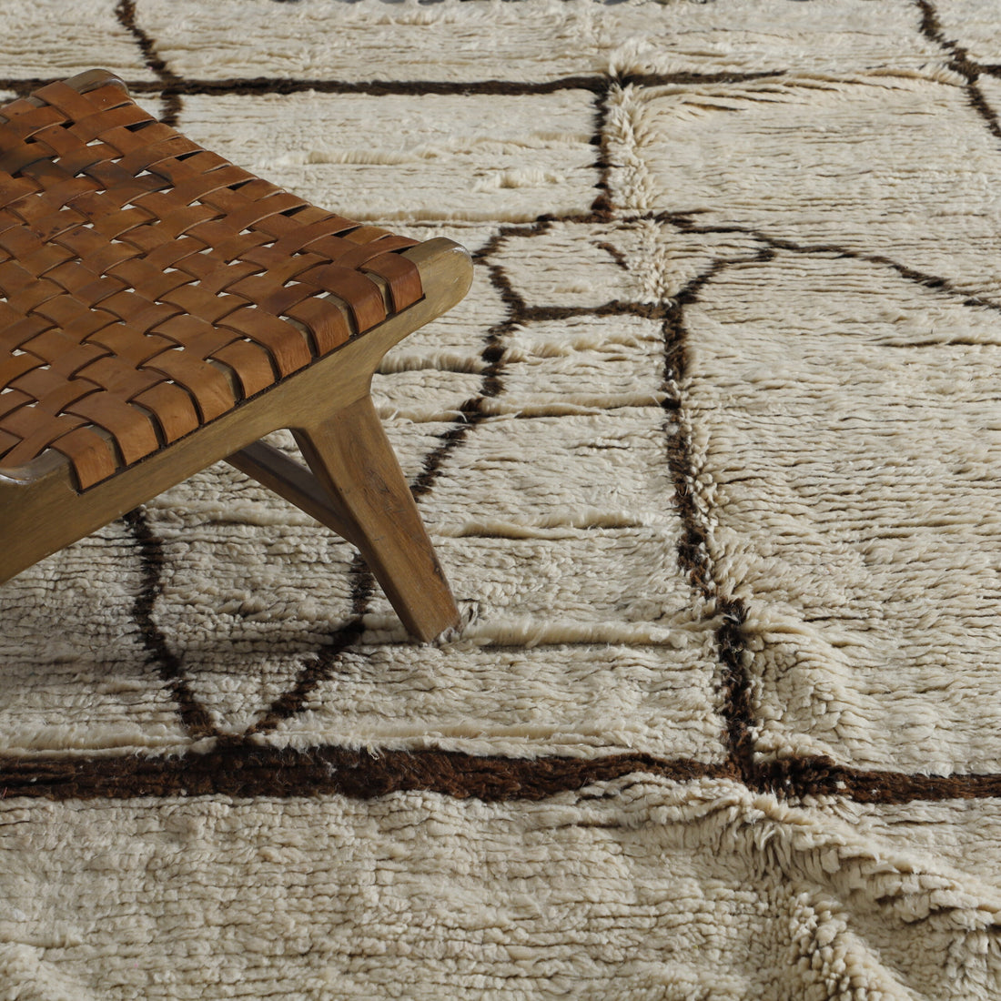 Classic Moroccan Beni Ourain Rug with Abstract Lines