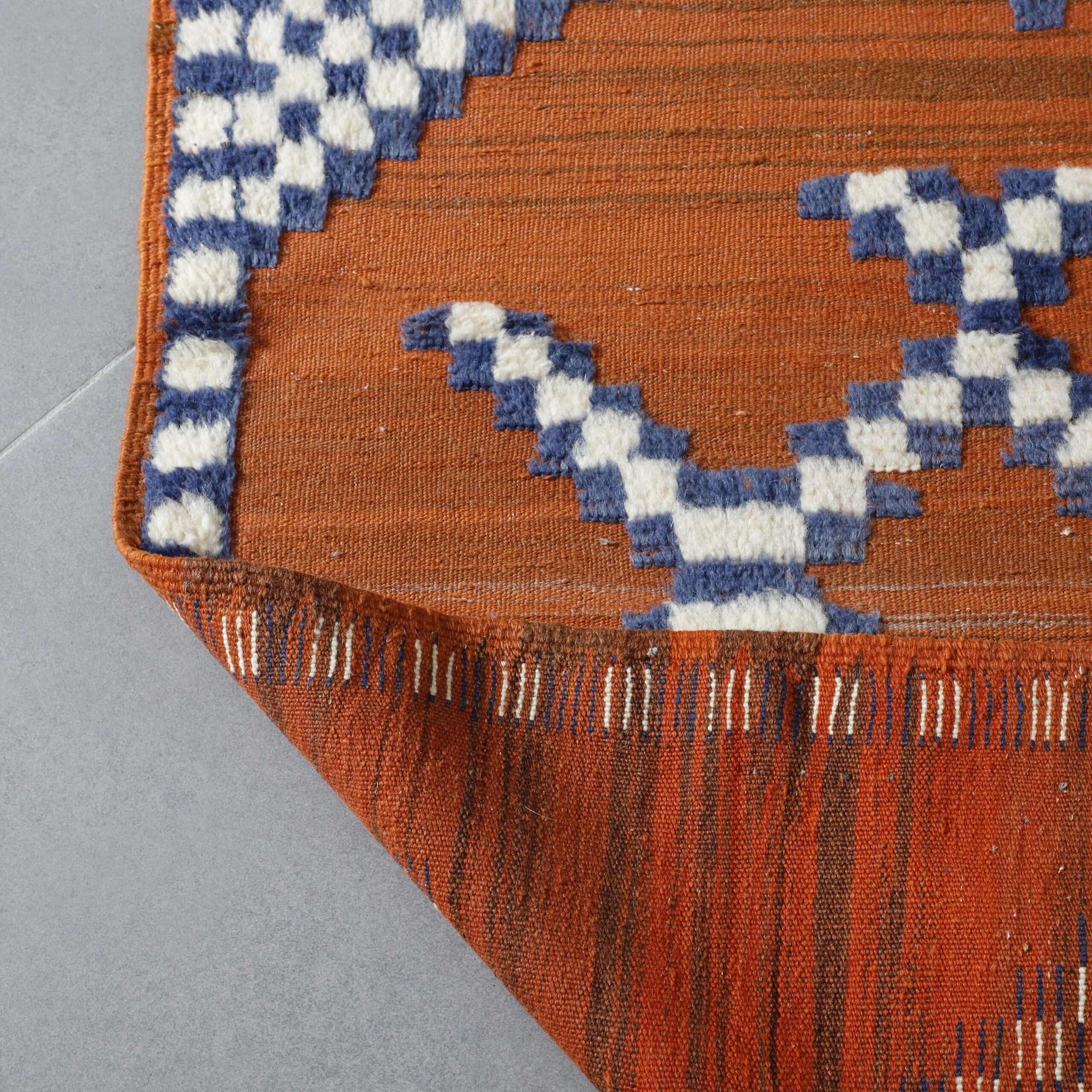  Moroccan Beni Ourain Kilim with Abstract Geometric Patterns