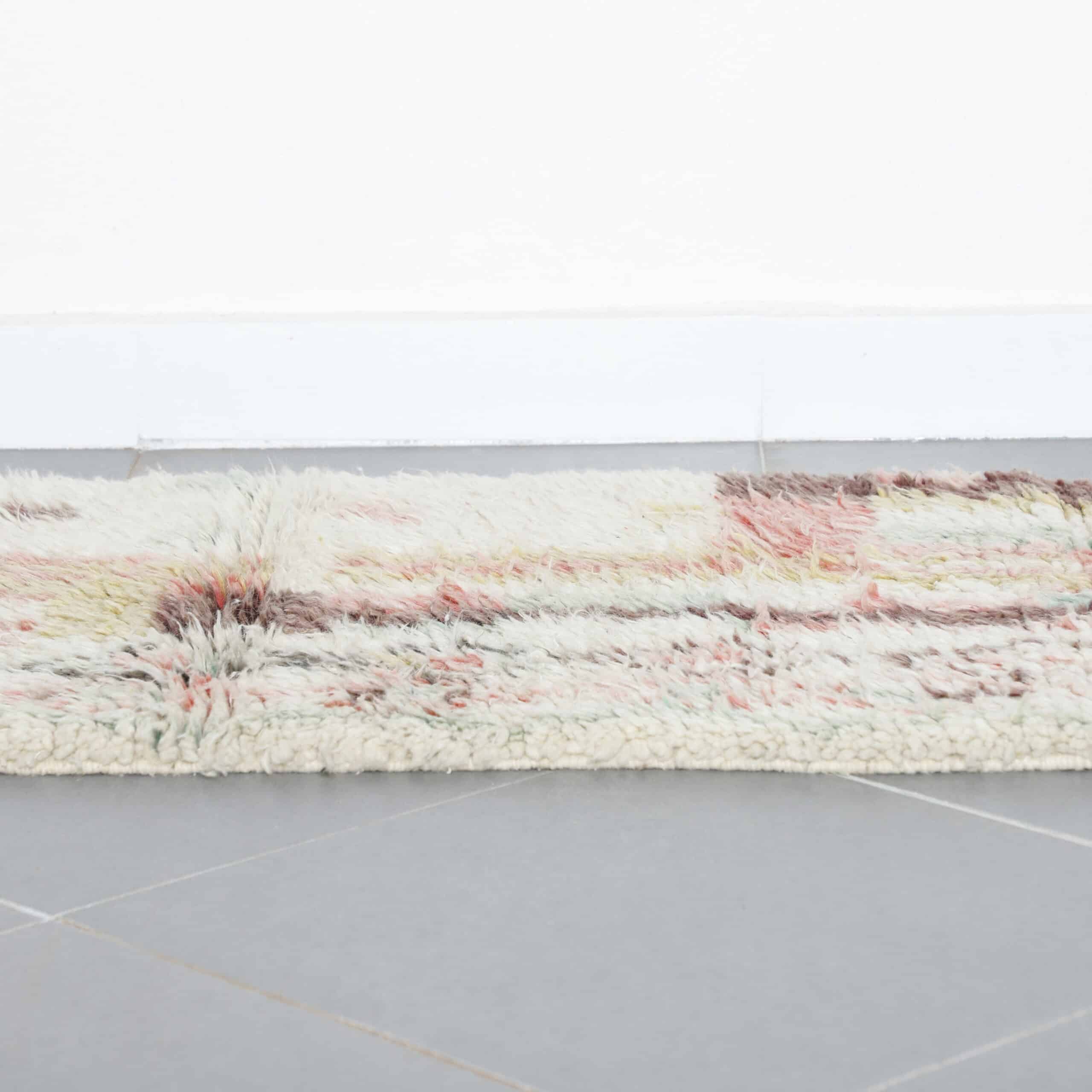 Moroccan Boujaad Rug Wool Runner with Soft Pastel Abstract Design