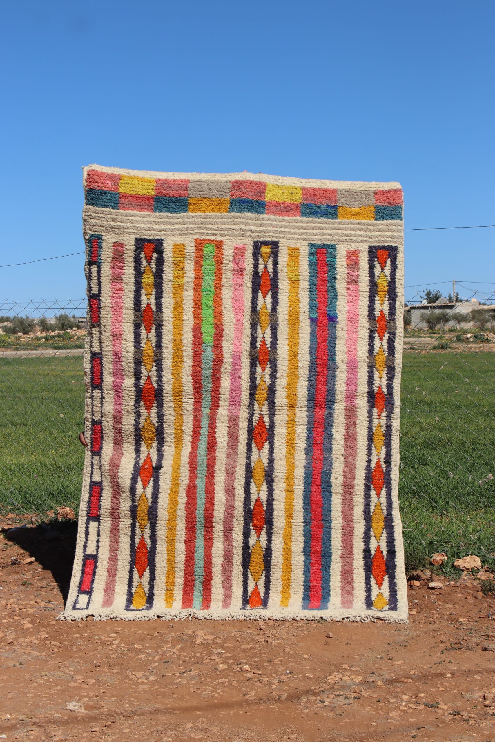 Handmade Moroccan Multicolor Abstract Rug
