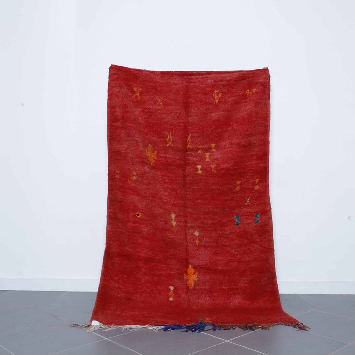 Red Boujaad Carpet 7.3×4.4 Ft – Vintage Moroccan Rug