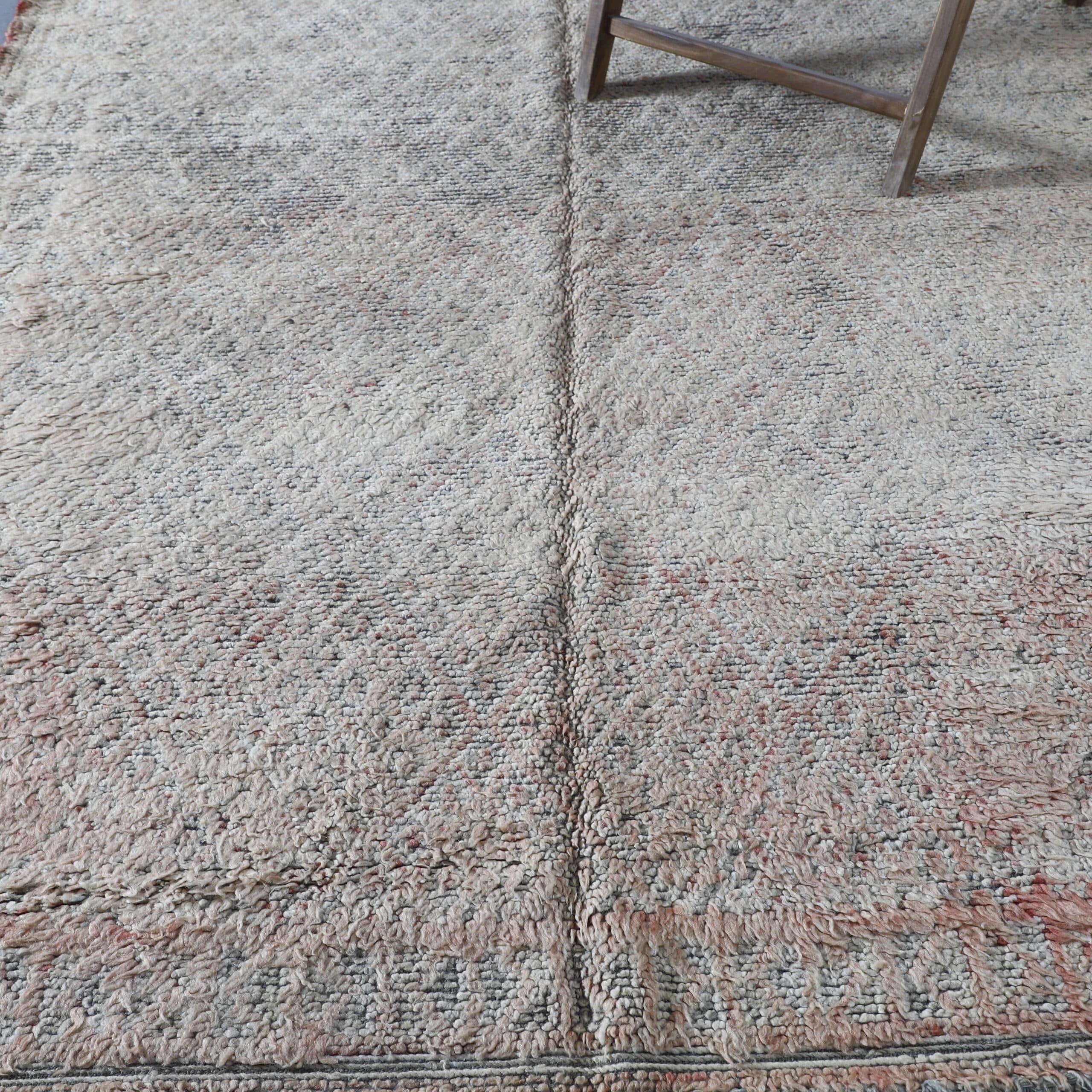 Vintage Beni Mguild Rug 9.6×6.8 Ft – Handmade Moroccan Wool Carpet