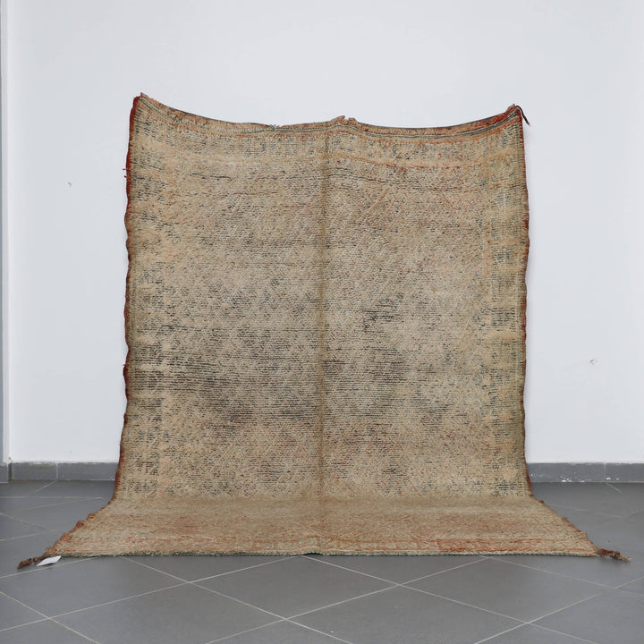 Vintage Beni Mguild Rug 9.6×6.8 Ft – Handmade Moroccan Wool Carpet