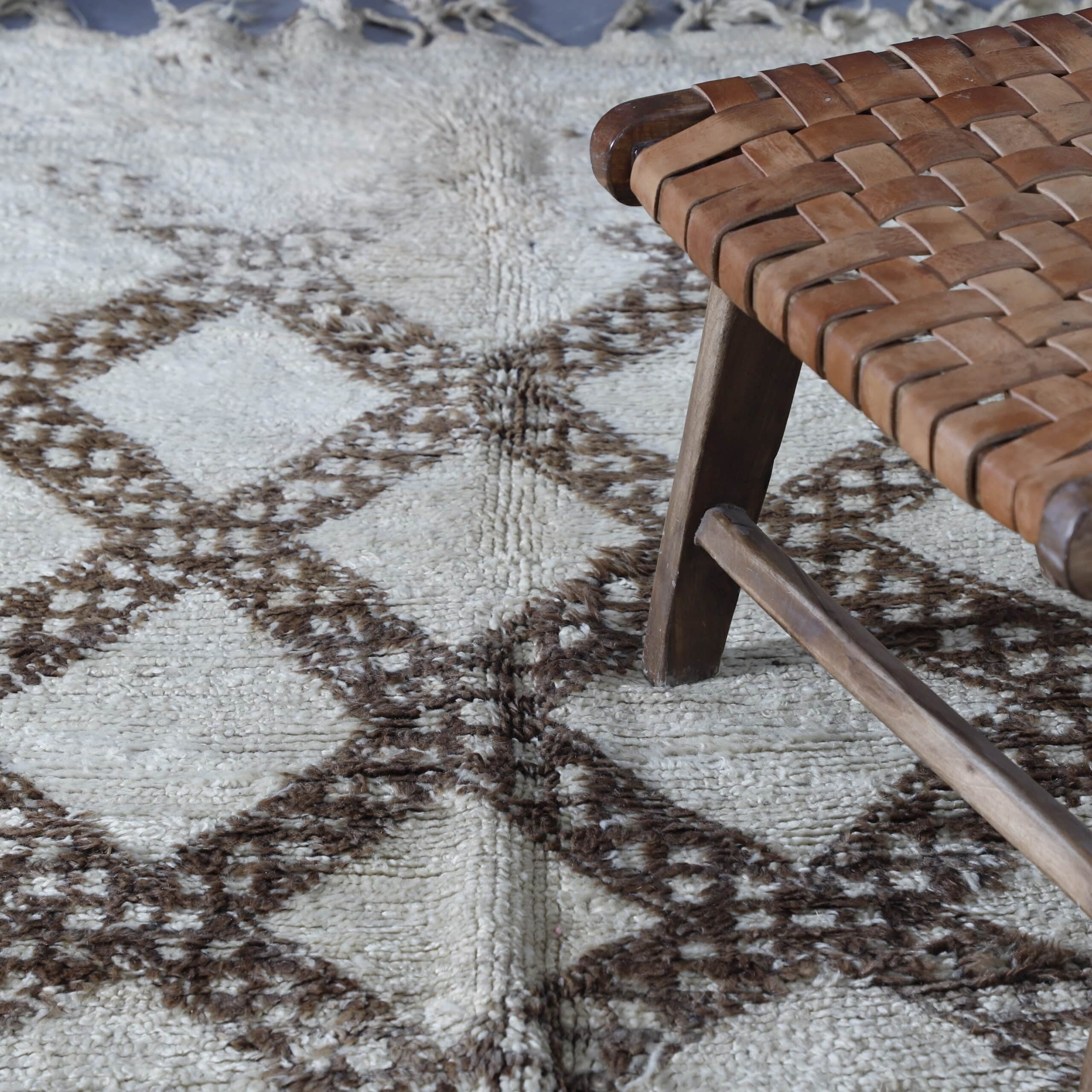 Beni Ourain Carpet 13×5.6 Ft – Authentic Handwoven Moroccan Wool Rug