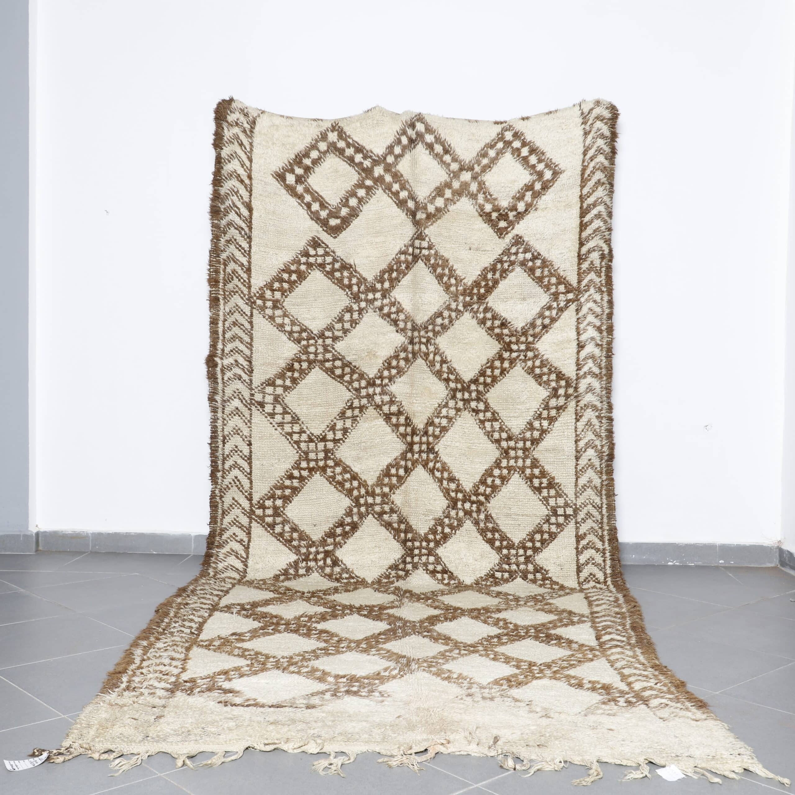 Beni Ourain Carpet 13×5.6 Ft – Authentic Handwoven Moroccan Wool Rug