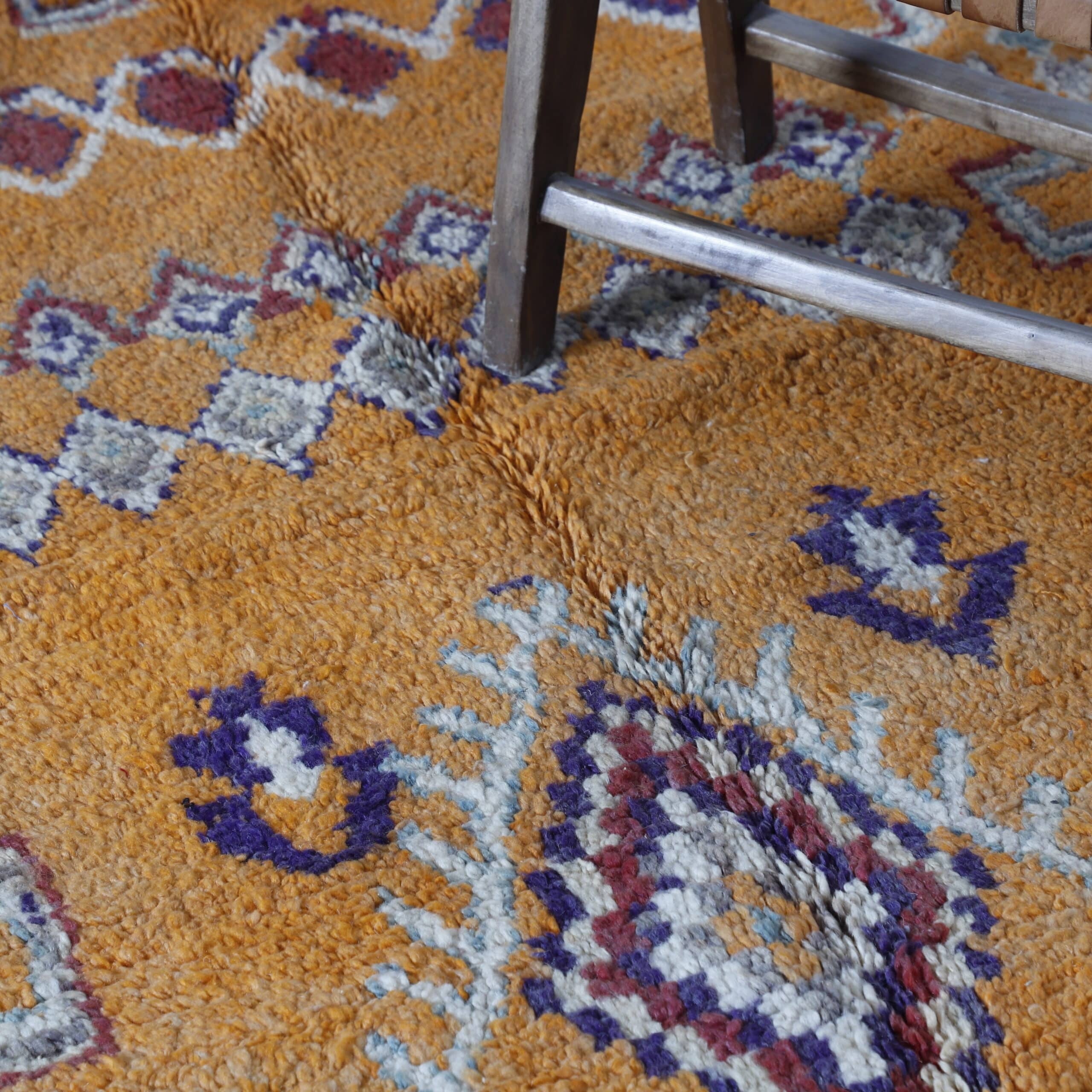 Vintage Rhamna Rug 12.5×5.1 Ft – Handmade Morocco