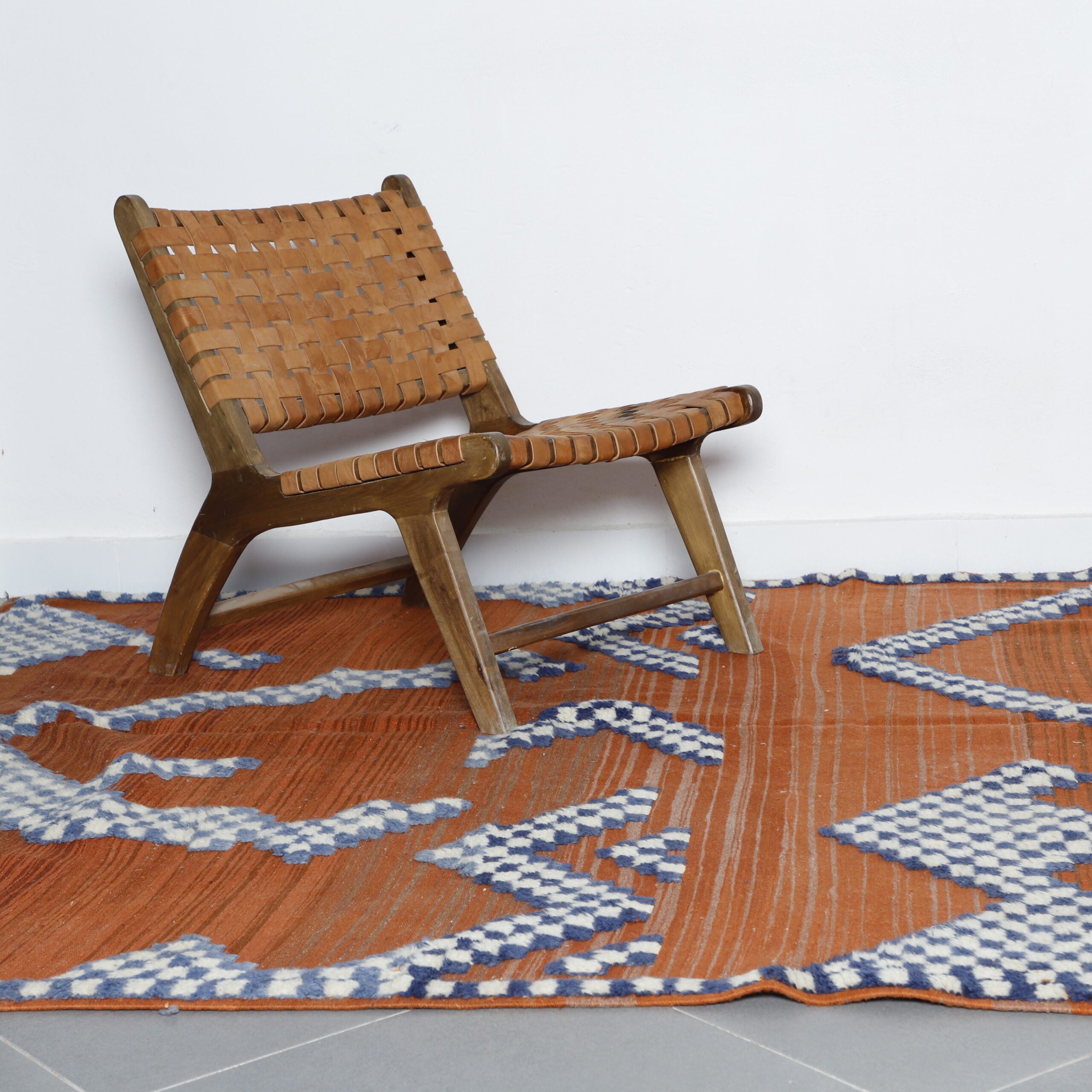 Striking Moroccan Beni Ourain Kilim with Geometric Patterns